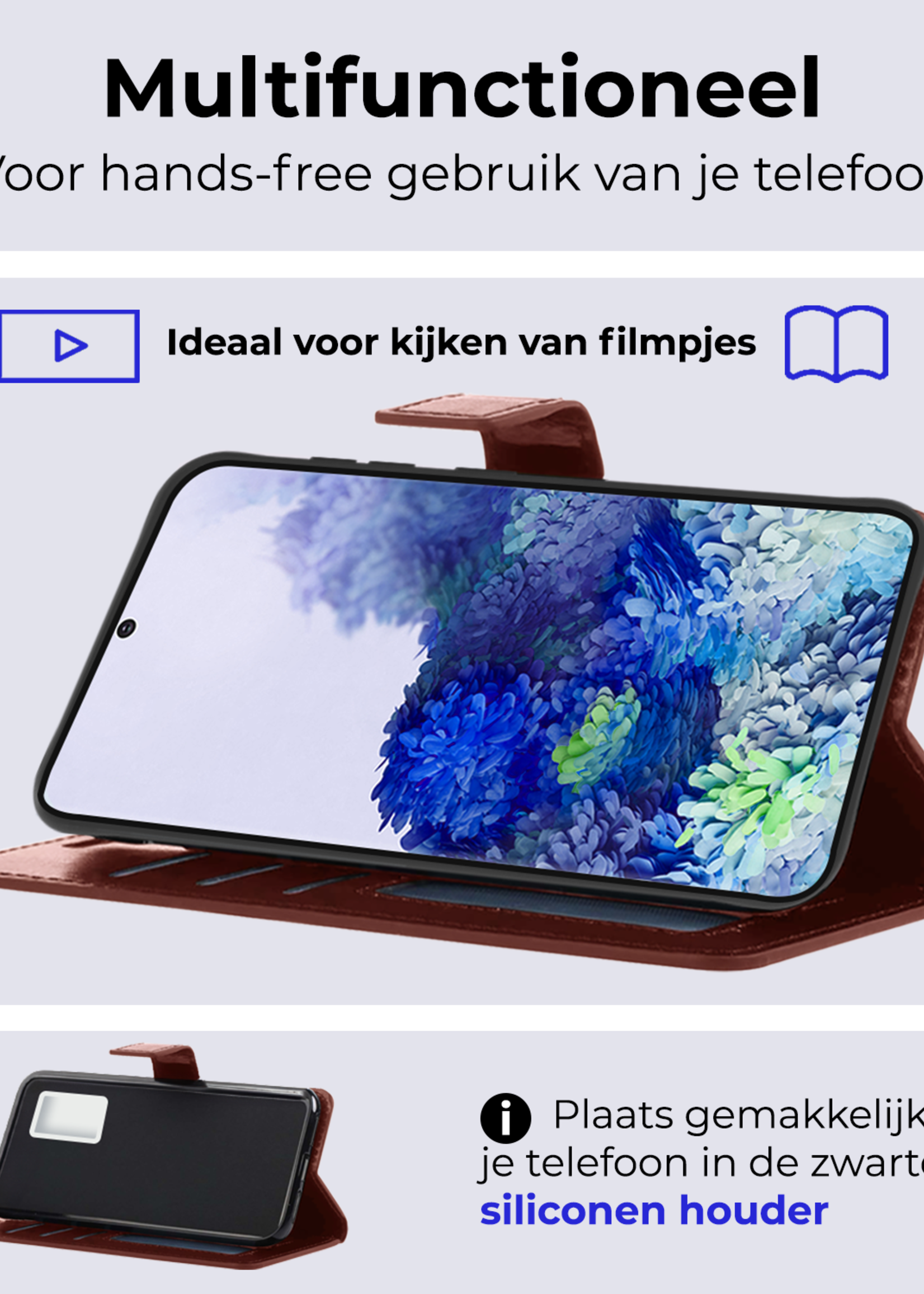 BTH Hoesje Geschikt voor <model> Hoesje Book Case Uitneembare 2-in-1 Hoes Met 2x Screenprotector - Hoes Geschikt voor <model2> Hoes Wallet Case Pashouder Hoesje - <color>
