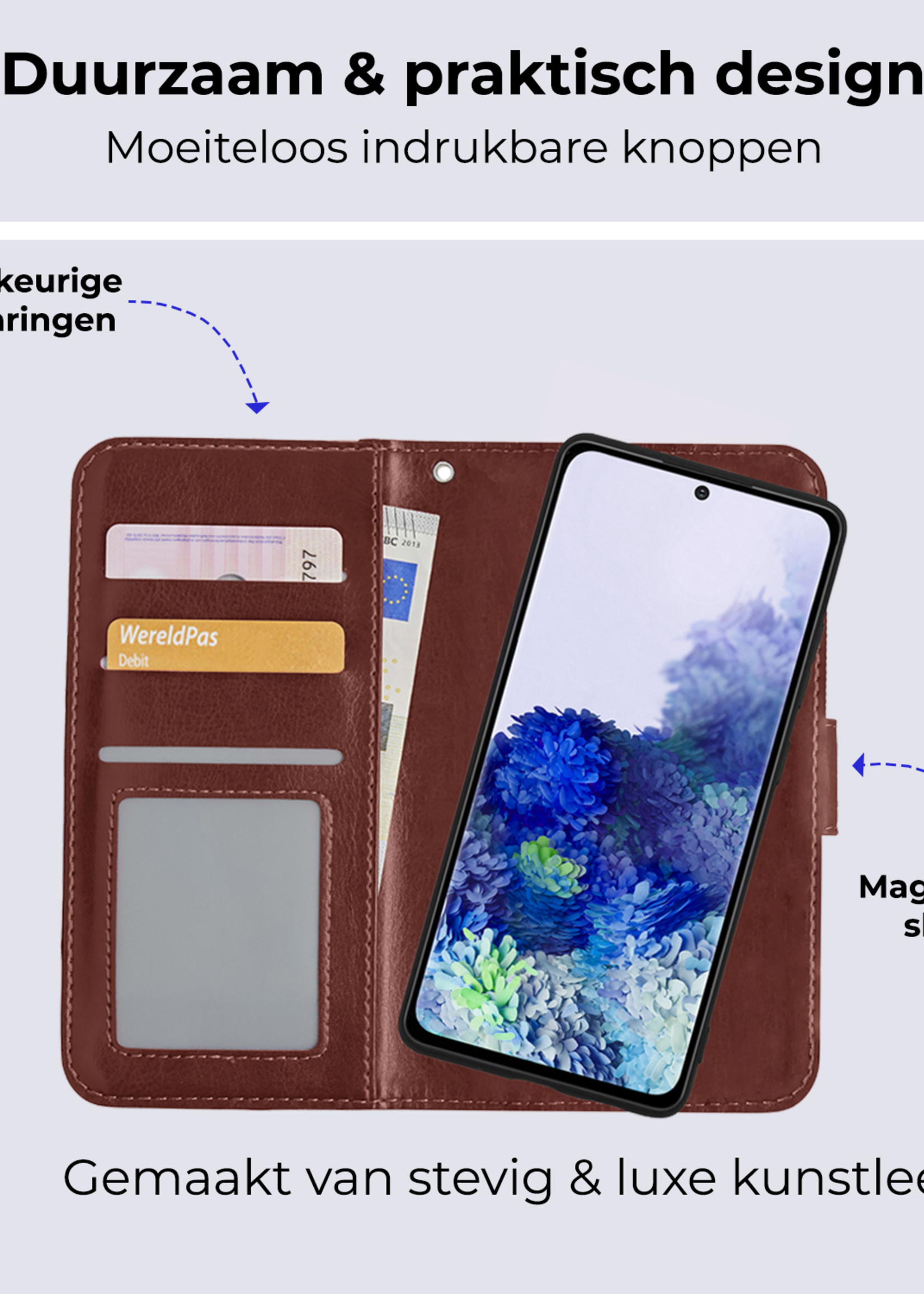BTH Hoesje Geschikt voor <model> Hoesje Book Case Uitneembare 2-in-1 Hoes Met 2x Screenprotector - Hoes Geschikt voor <model2> Hoes Wallet Case Pashouder Hoesje - <color>