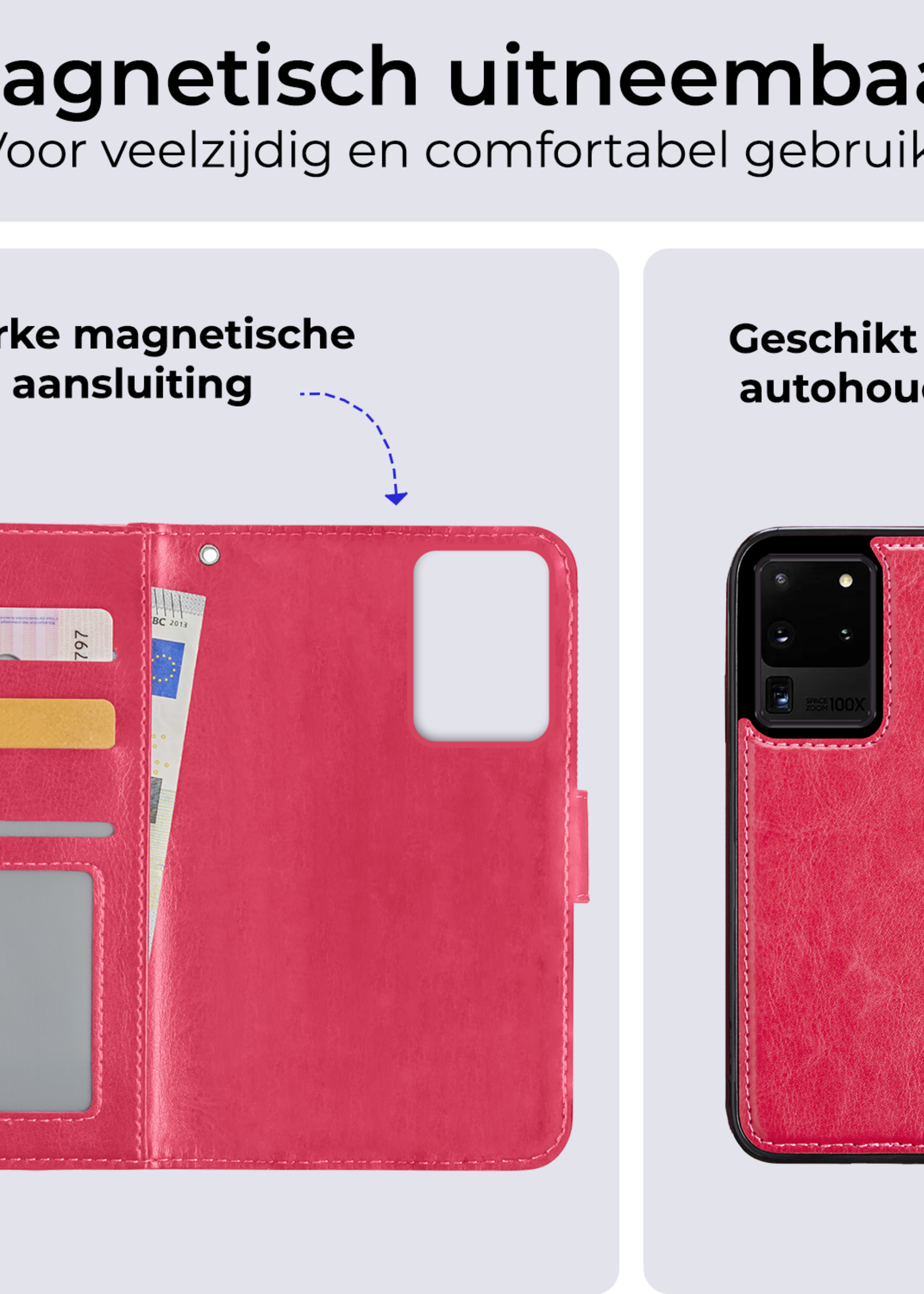 BTH Hoesje Geschikt voor <model> Hoesje Book Case Uitneembare 2-in-1 Hoes Met 2x Screenprotector - Hoes Geschikt voor <model2> Hoes Wallet Case Pashouder Hoesje - <color>