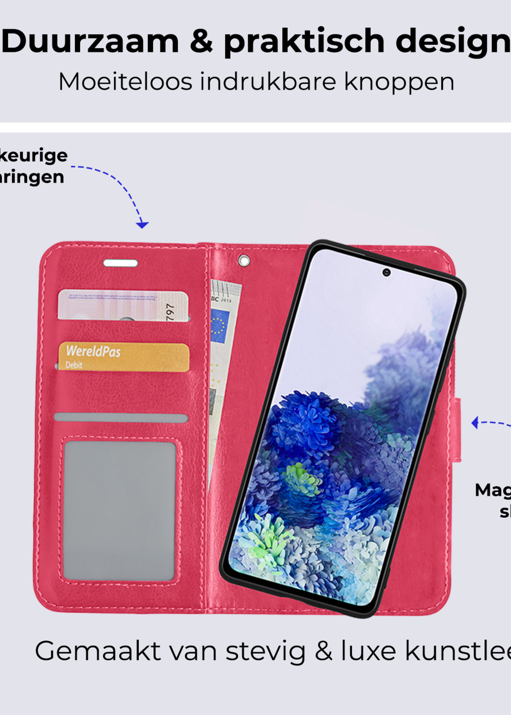BTH Hoesje Geschikt voor <model> Hoesje Book Case Uitneembare 2-in-1 Hoes Met 2x Screenprotector - Hoes Geschikt voor <model2> Hoes Wallet Case Pashouder Hoesje - <color>