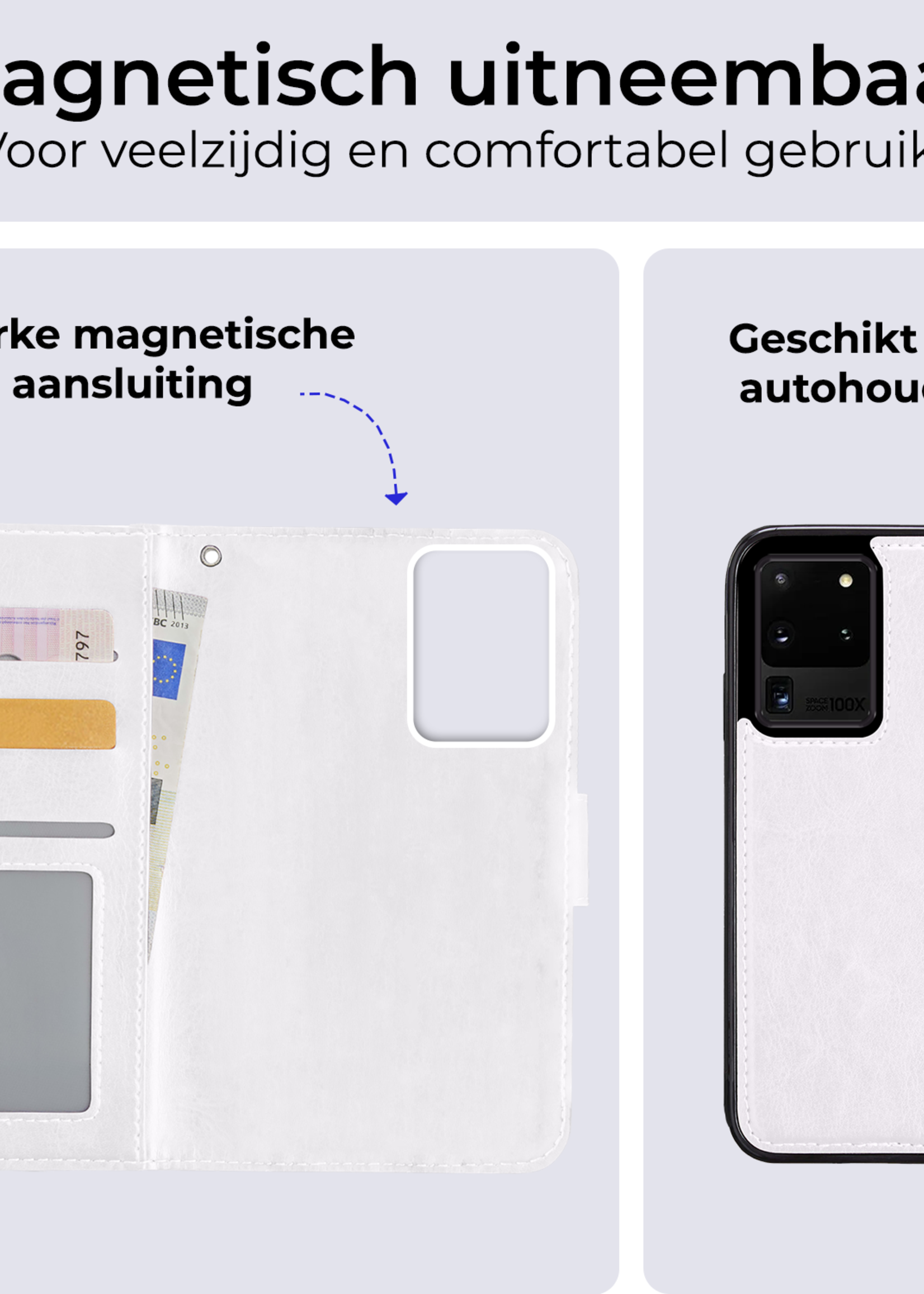 BTH Hoesje Geschikt voor <model> Hoesje Book Case Uitneembare 2-in-1 Hoes Met 2x Screenprotector - Hoes Geschikt voor <model2> Hoes Wallet Case Pashouder Hoesje - <color>