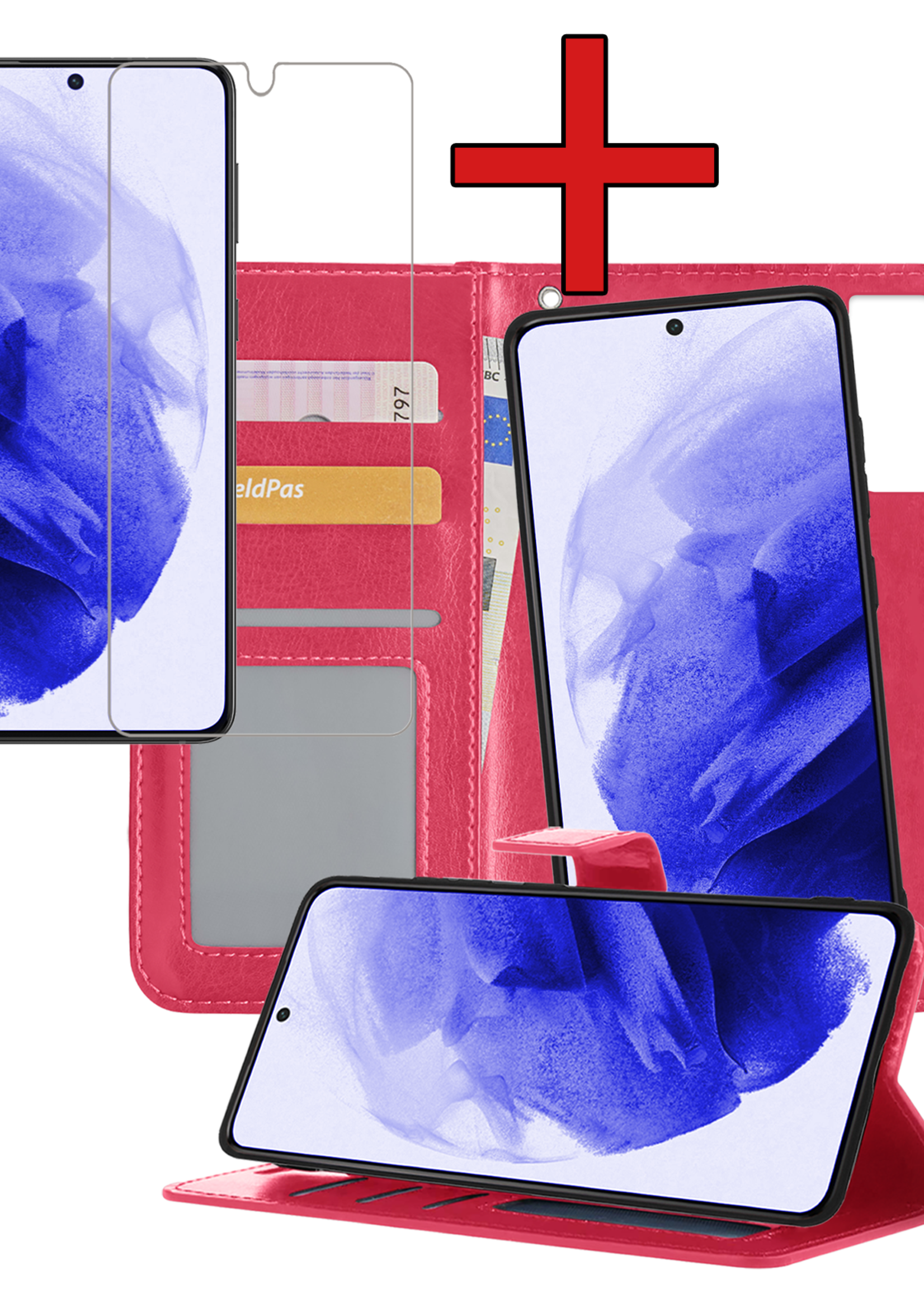 BTH Hoesje Geschikt voor <model> Hoesje Book Case Uitneembare 2-in-1 Hoes Met Screenprotector - Hoes Geschikt voor <model2> Hoes Wallet Case Pashouder Hoesje - <color>