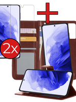 BTH BTH Samsung Galaxy S21 Hoesje Bookcase Uitneembaar Met 2x Screenprotector - Bruin