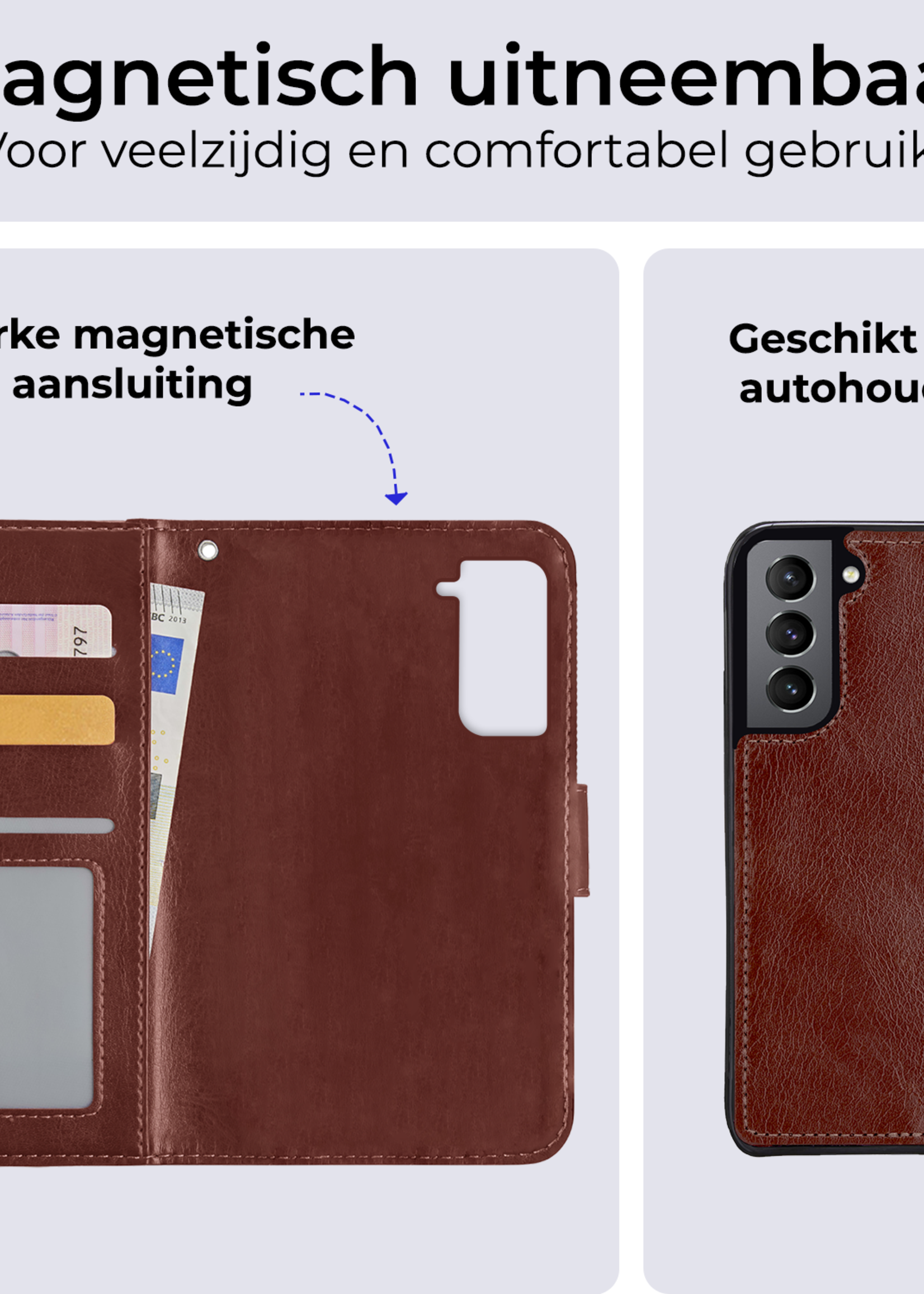 BTH Hoesje Geschikt voor <model> Hoesje Book Case Uitneembare 2-in-1 Hoes Met Screenprotector - Hoes Geschikt voor <model2> Hoes Wallet Case Pashouder Hoesje - <color>