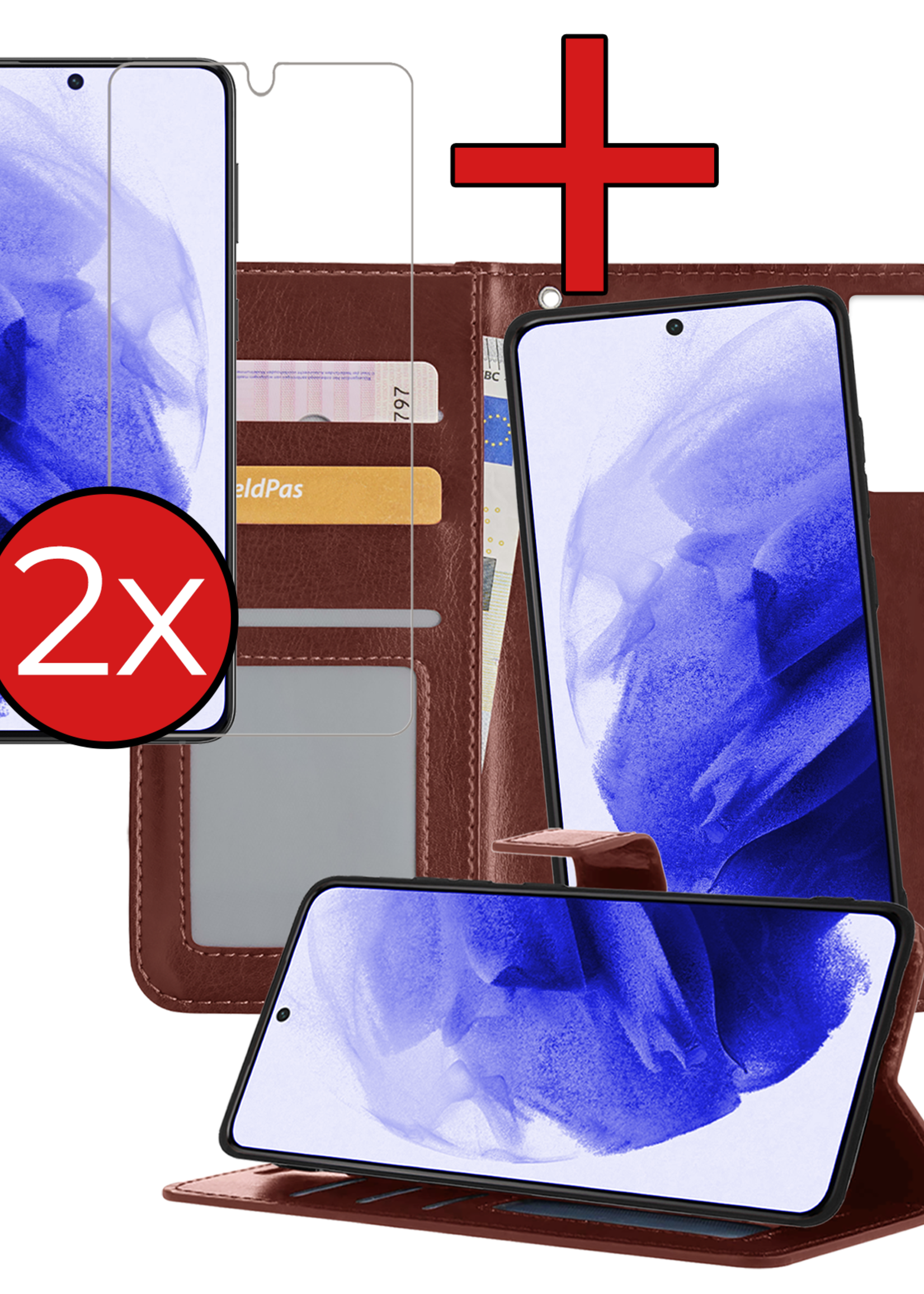 BTH Hoesje Geschikt voor <model> Hoesje Book Case Uitneembare 2-in-1 Hoes Met 2x Screenprotector - Hoes Geschikt voor <model2> Hoes Wallet Case Pashouder Hoesje - <color>