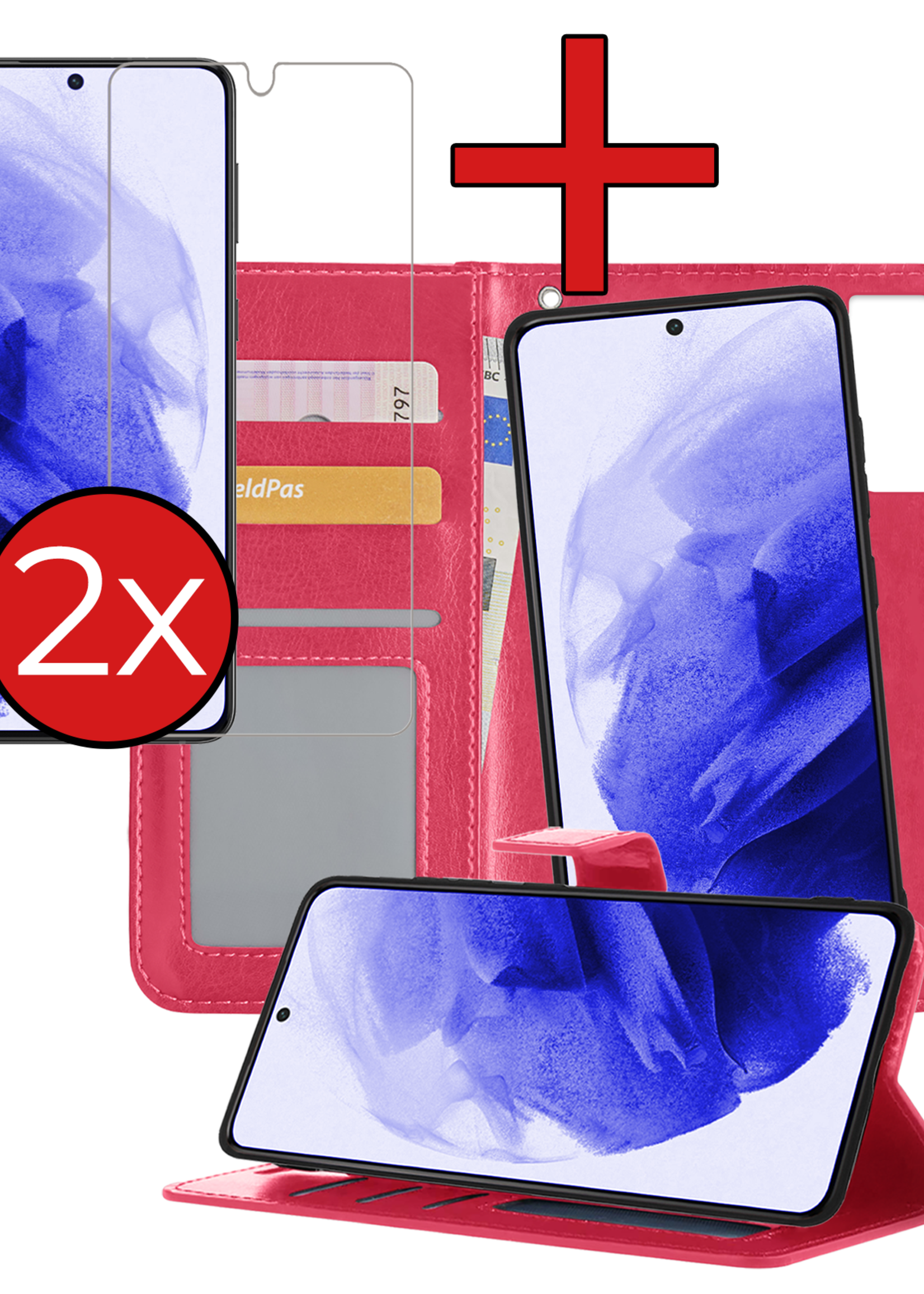 BTH Hoesje Geschikt voor <model> Hoesje Book Case Uitneembare 2-in-1 Hoes Met 2x Screenprotector - Hoes Geschikt voor <model2> Hoes Wallet Case Pashouder Hoesje - <color>