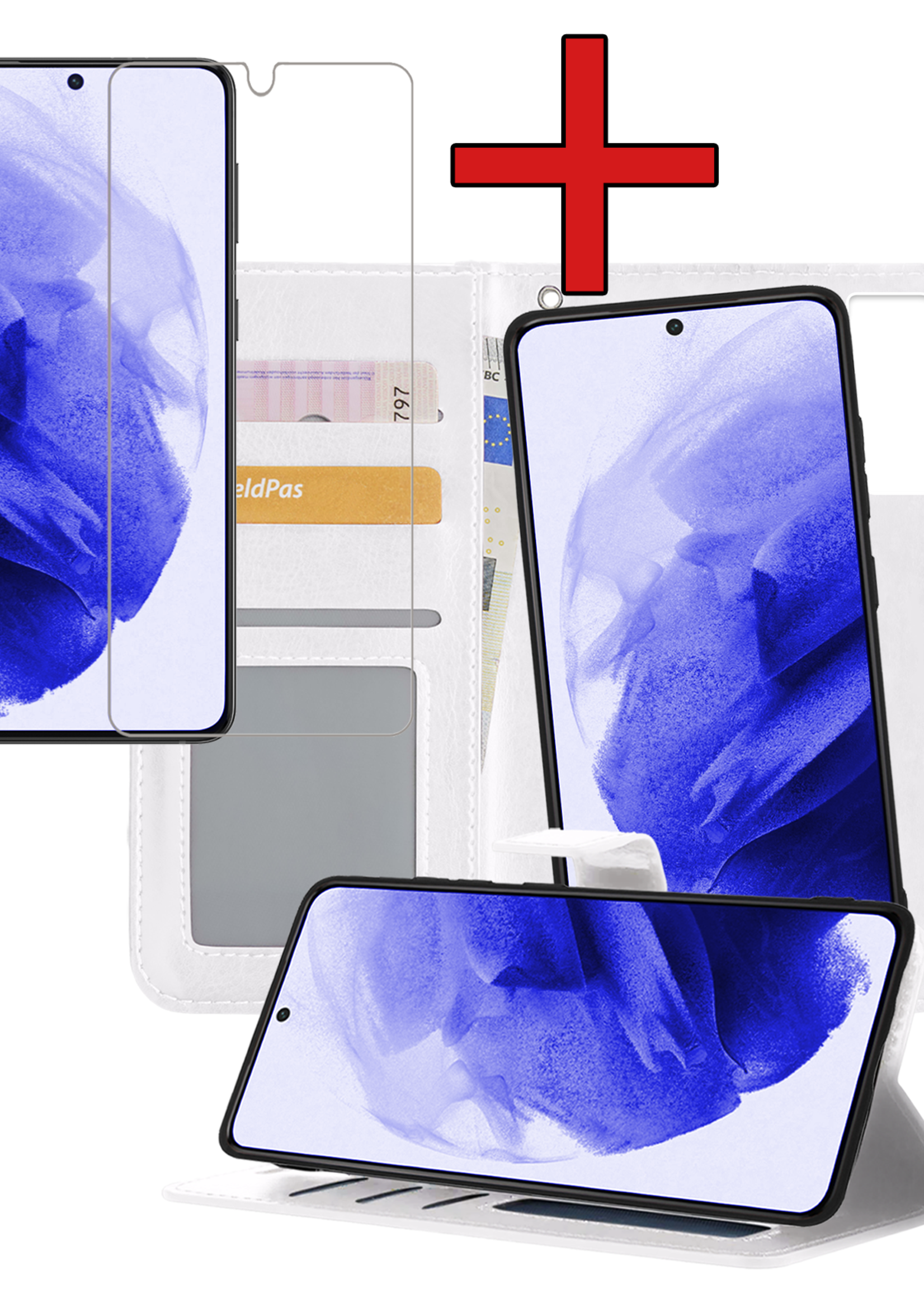 BTH Hoesje Geschikt voor <model> Hoesje Book Case Uitneembare 2-in-1 Hoes Met 2x Screenprotector - Hoes Geschikt voor <model2> Hoes Wallet Case Pashouder Hoesje - <color>