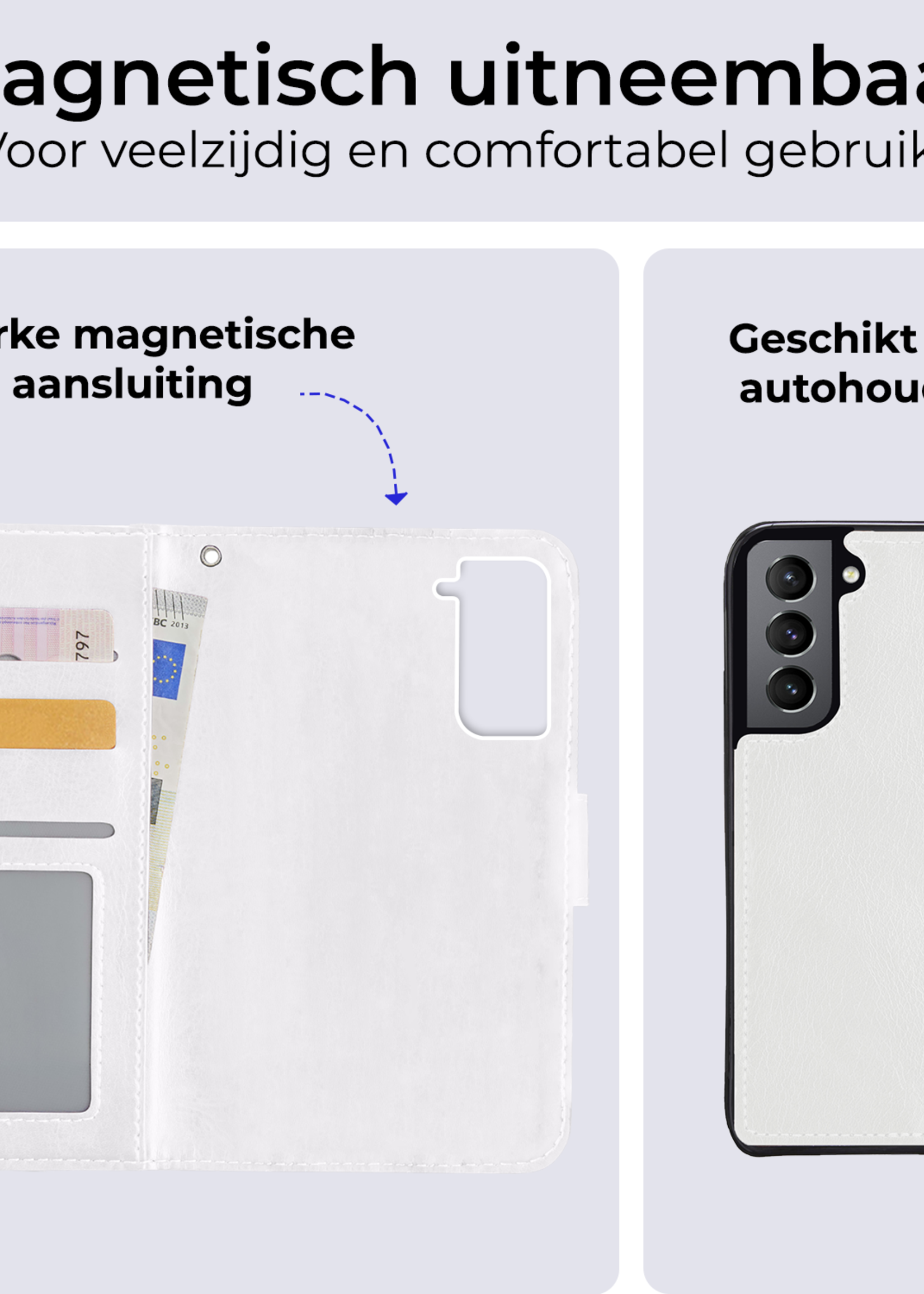 BTH Hoesje Geschikt voor <model> Hoesje Book Case Uitneembare 2-in-1 Hoes Met 2x Screenprotector - Hoes Geschikt voor <model2> Hoes Wallet Case Pashouder Hoesje - <color>