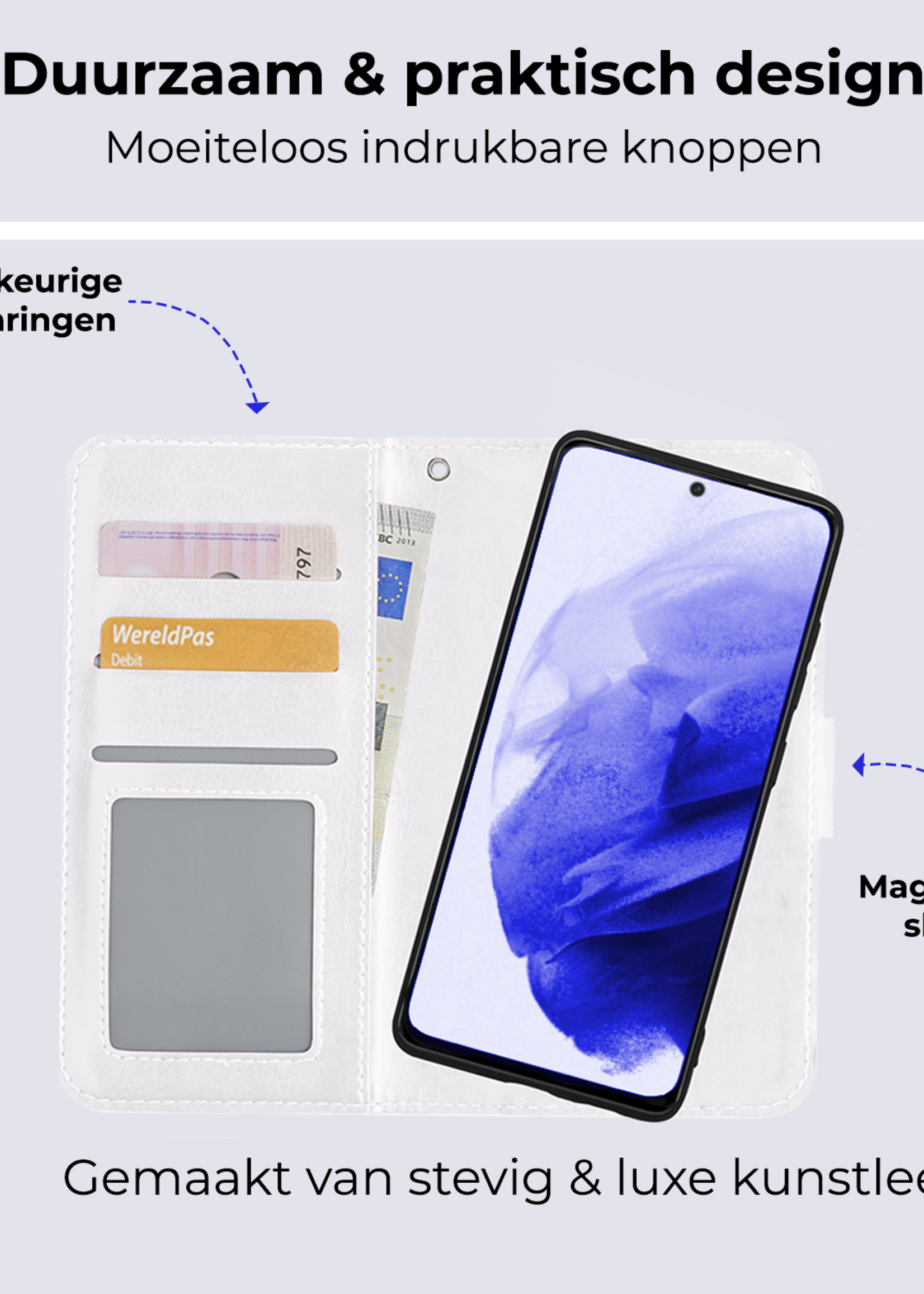 BTH Hoesje Geschikt voor <model> Hoesje Book Case Uitneembare 2-in-1 Hoes Met 2x Screenprotector - Hoes Geschikt voor <model2> Hoes Wallet Case Pashouder Hoesje - <color>