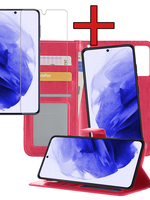 BTH BTH Samsung Galaxy S21 Ultra Hoesje Bookcase Uitneembaar Met Screenprotector - Donkerroze