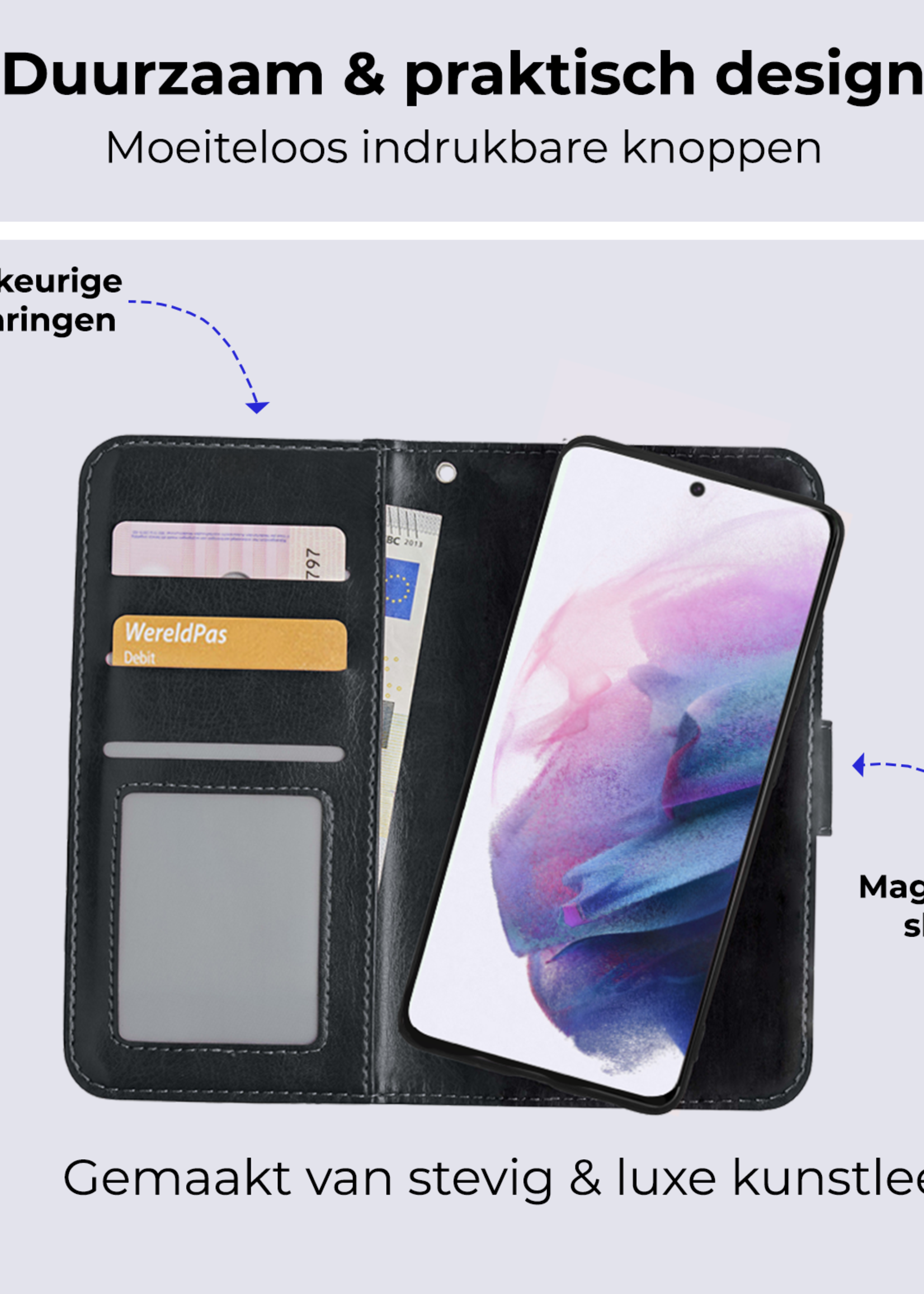BTH Hoesje Geschikt voor <model> Hoesje Book Case Uitneembare 2-in-1 Hoes Met Screenprotector - Hoes Geschikt voor <model2> Hoes Wallet Case Pashouder Hoesje - <color>