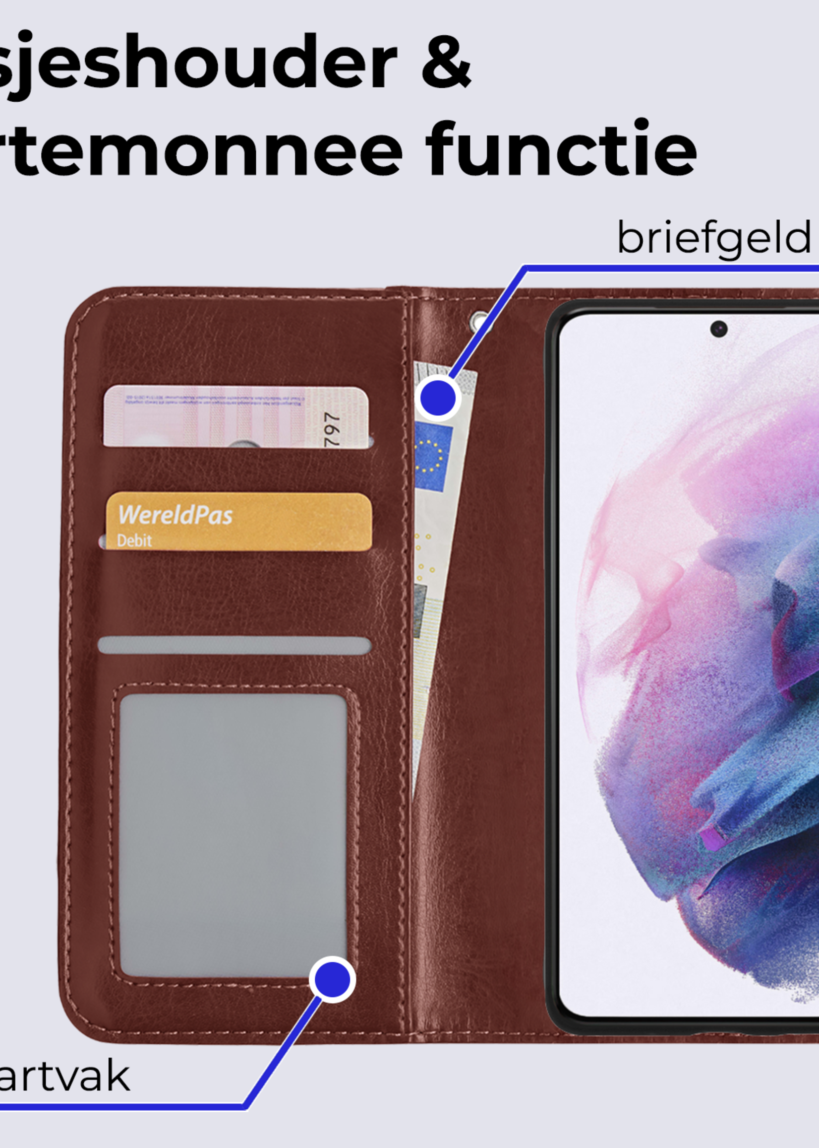 BTH Hoesje Geschikt voor <model> Hoesje Book Case Uitneembare 2-in-1 Hoes Met 2x Screenprotector - Hoes Geschikt voor <model2> Hoes Wallet Case Pashouder Hoesje - <color>