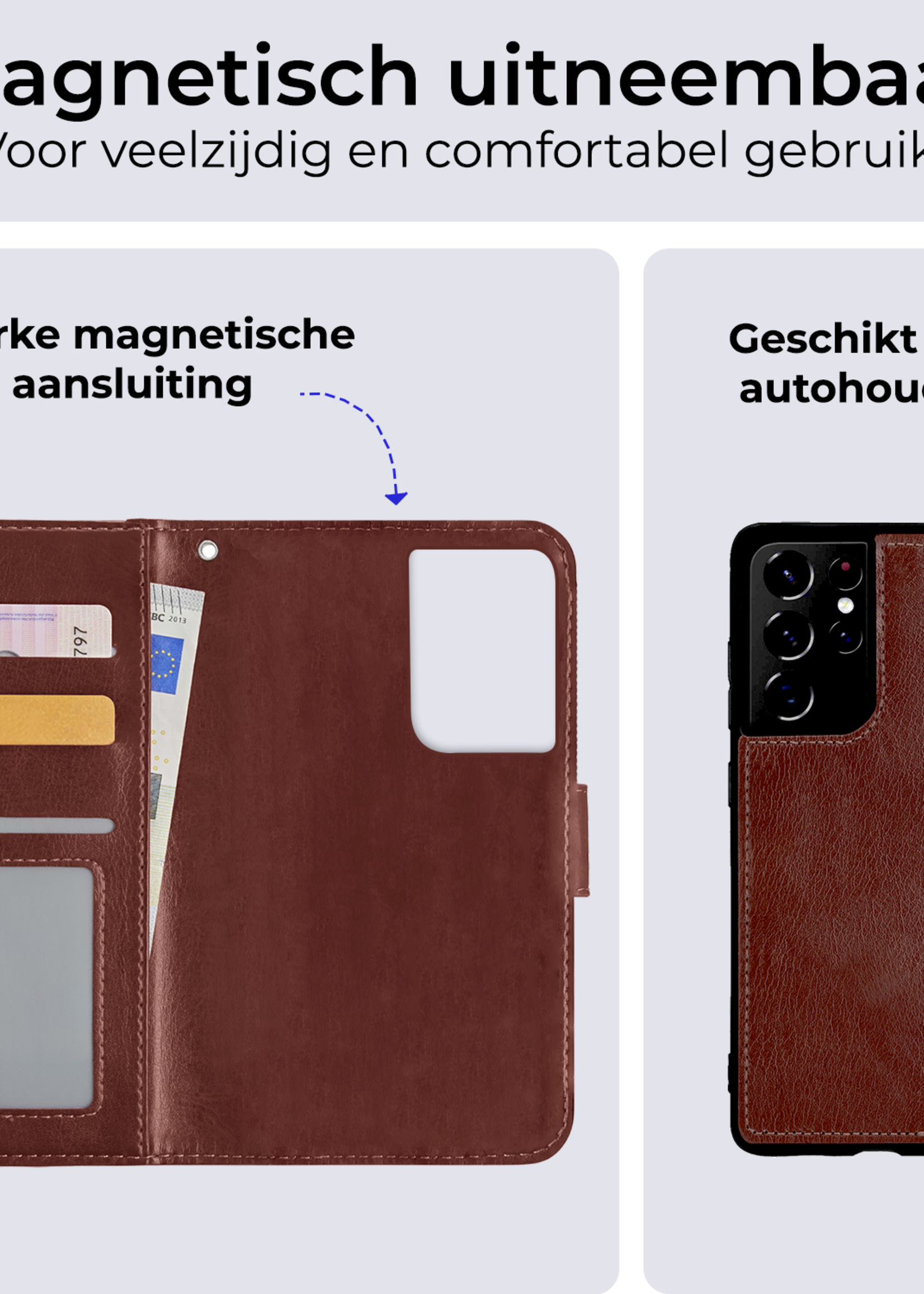 BTH Hoesje Geschikt voor <model> Hoesje Book Case Uitneembare 2-in-1 Hoes Met 2x Screenprotector - Hoes Geschikt voor <model2> Hoes Wallet Case Pashouder Hoesje - <color>