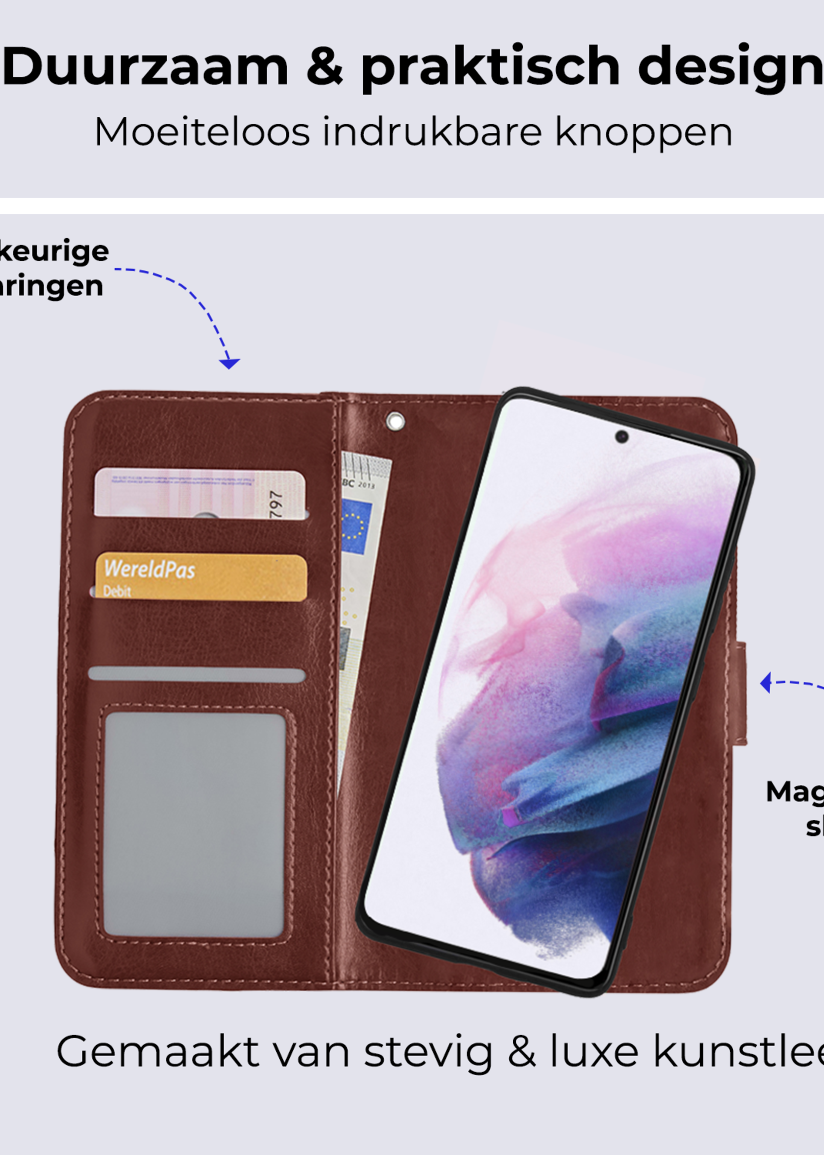 BTH Hoesje Geschikt voor <model> Hoesje Book Case Uitneembare 2-in-1 Hoes Met 2x Screenprotector - Hoes Geschikt voor <model2> Hoes Wallet Case Pashouder Hoesje - <color>