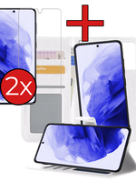 BTH BTH Samsung Galaxy S21 Ultra Hoesje Bookcase Uitneembaar Met 2x Screenprotector - Wit