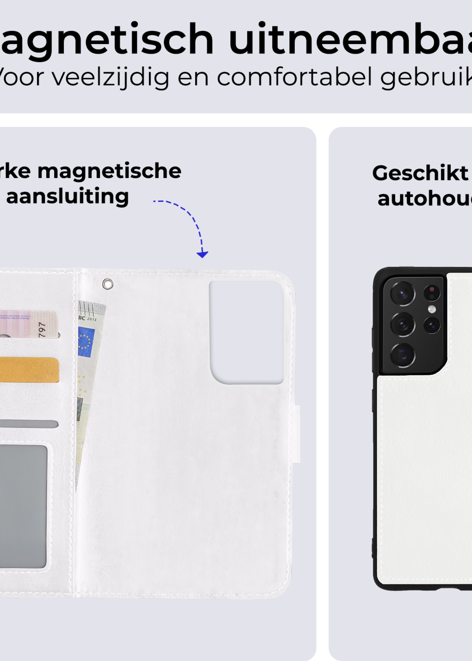 BTH Hoesje Geschikt voor <model> Hoesje Book Case Uitneembare 2-in-1 Hoes Met 2x Screenprotector - Hoes Geschikt voor <model2> Hoes Wallet Case Pashouder Hoesje - <color>
