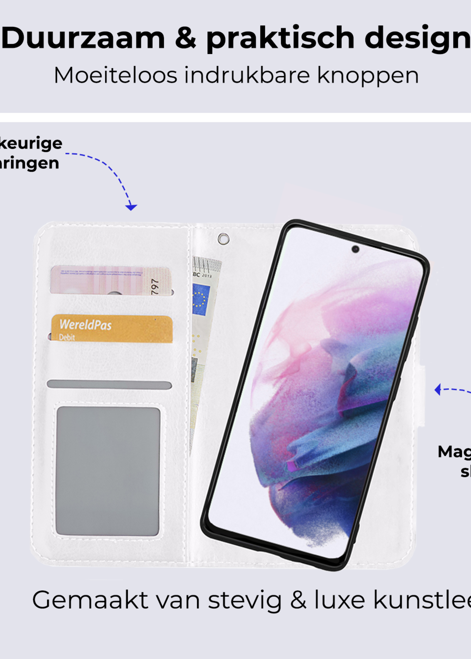 BTH Hoesje Geschikt voor <model> Hoesje Book Case Uitneembare 2-in-1 Hoes Met 2x Screenprotector - Hoes Geschikt voor <model2> Hoes Wallet Case Pashouder Hoesje - <color>