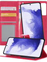 BTH BTH Samsung Galaxy S22 Hoesje Bookcase Uitneembaar - Donkerroze