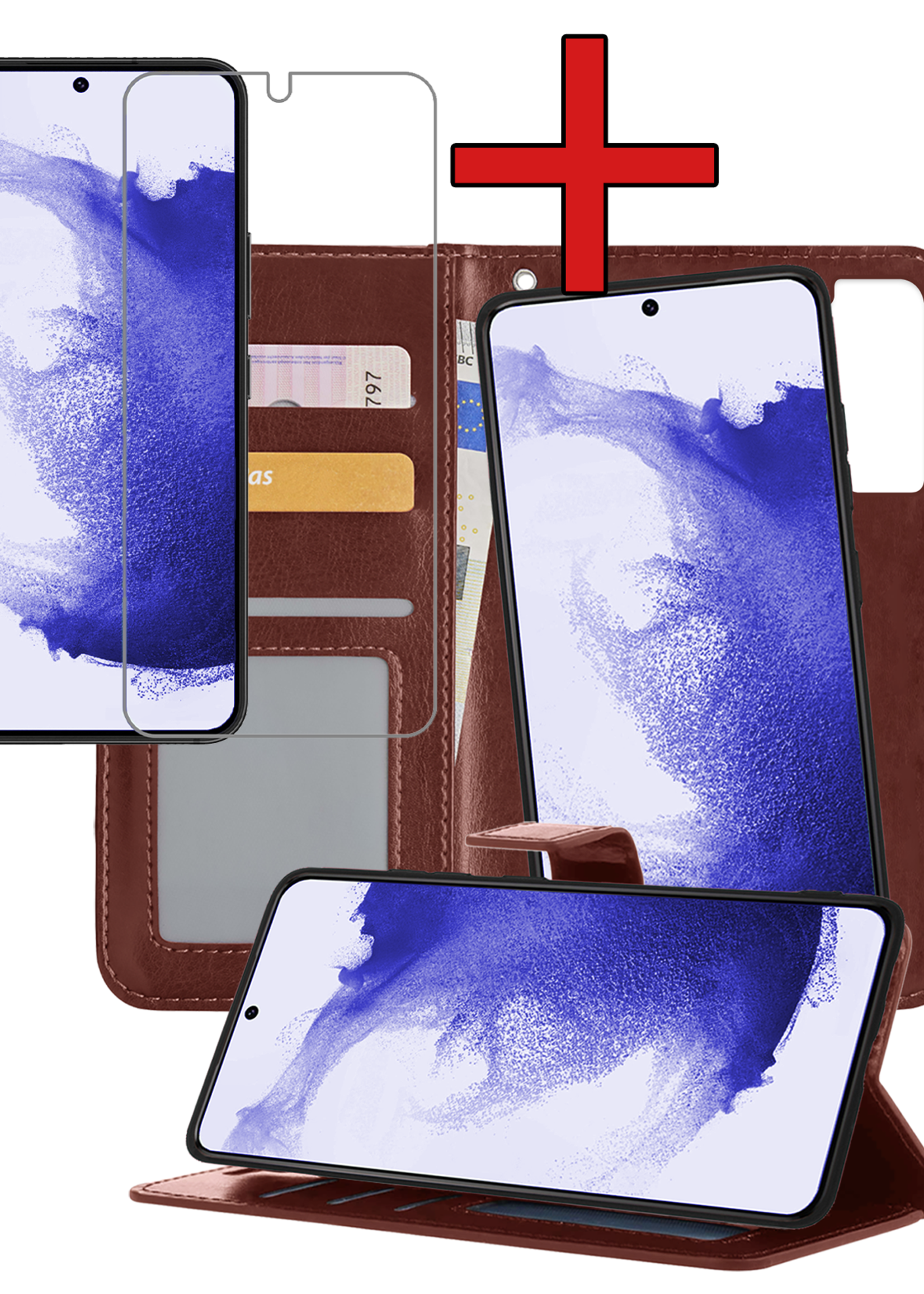 BTH Hoesje Geschikt voor <model> Hoesje Book Case Uitneembare 2-in-1 Hoes Met Screenprotector - Hoes Geschikt voor <model2> Hoes Wallet Case Pashouder Hoesje - <color>