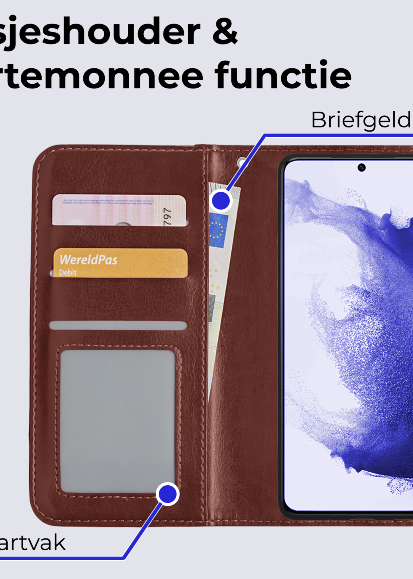 BTH Hoesje Geschikt voor <model> Hoesje Book Case Uitneembare 2-in-1 Hoes Met Screenprotector - Hoes Geschikt voor <model2> Hoes Wallet Case Pashouder Hoesje - <color>