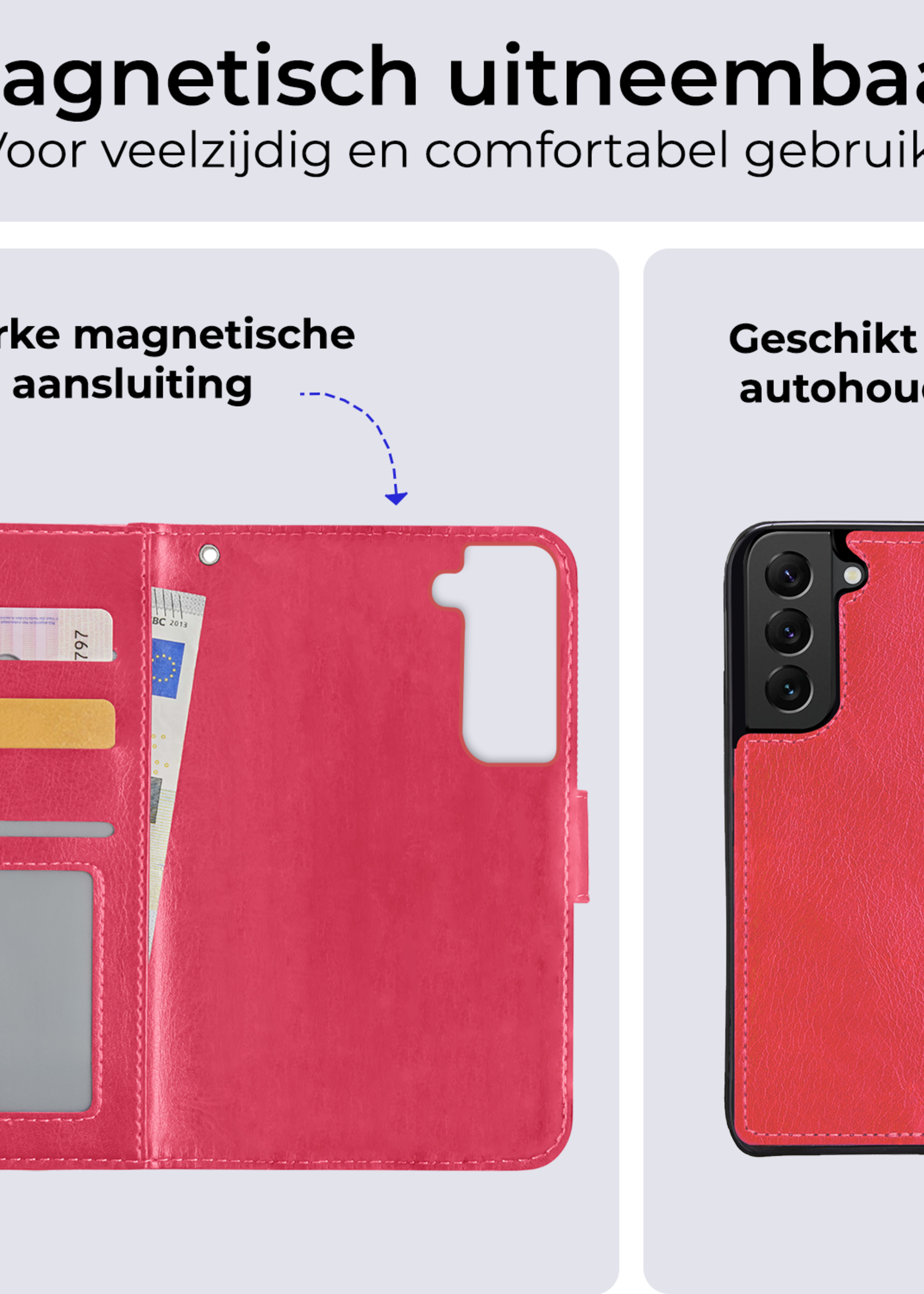 BTH Hoesje Geschikt voor <model> Hoesje Book Case Uitneembare 2-in-1 Hoes Met Screenprotector - Hoes Geschikt voor <model2> Hoes Wallet Case Pashouder Hoesje - <color>