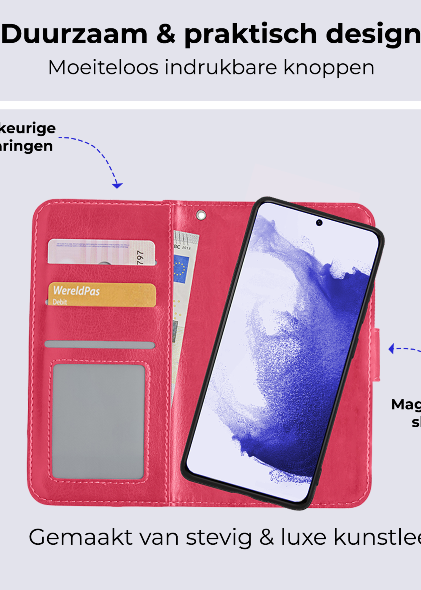 BTH Hoesje Geschikt voor <model> Hoesje Book Case Uitneembare 2-in-1 Hoes Met Screenprotector - Hoes Geschikt voor <model2> Hoes Wallet Case Pashouder Hoesje - <color>