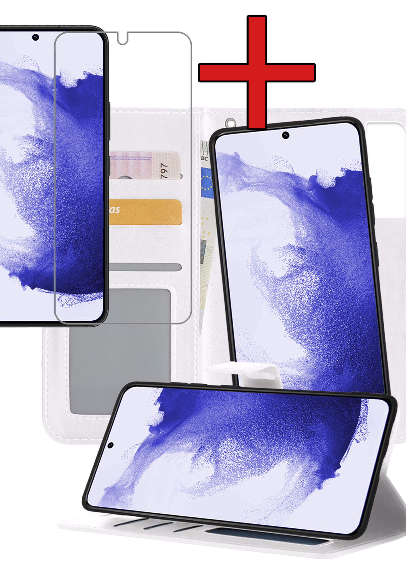 BTH Hoesje Geschikt voor <model> Hoesje Book Case Uitneembare 2-in-1 Hoes Met Screenprotector - Hoes Geschikt voor <model2> Hoes Wallet Case Pashouder Hoesje - <color>