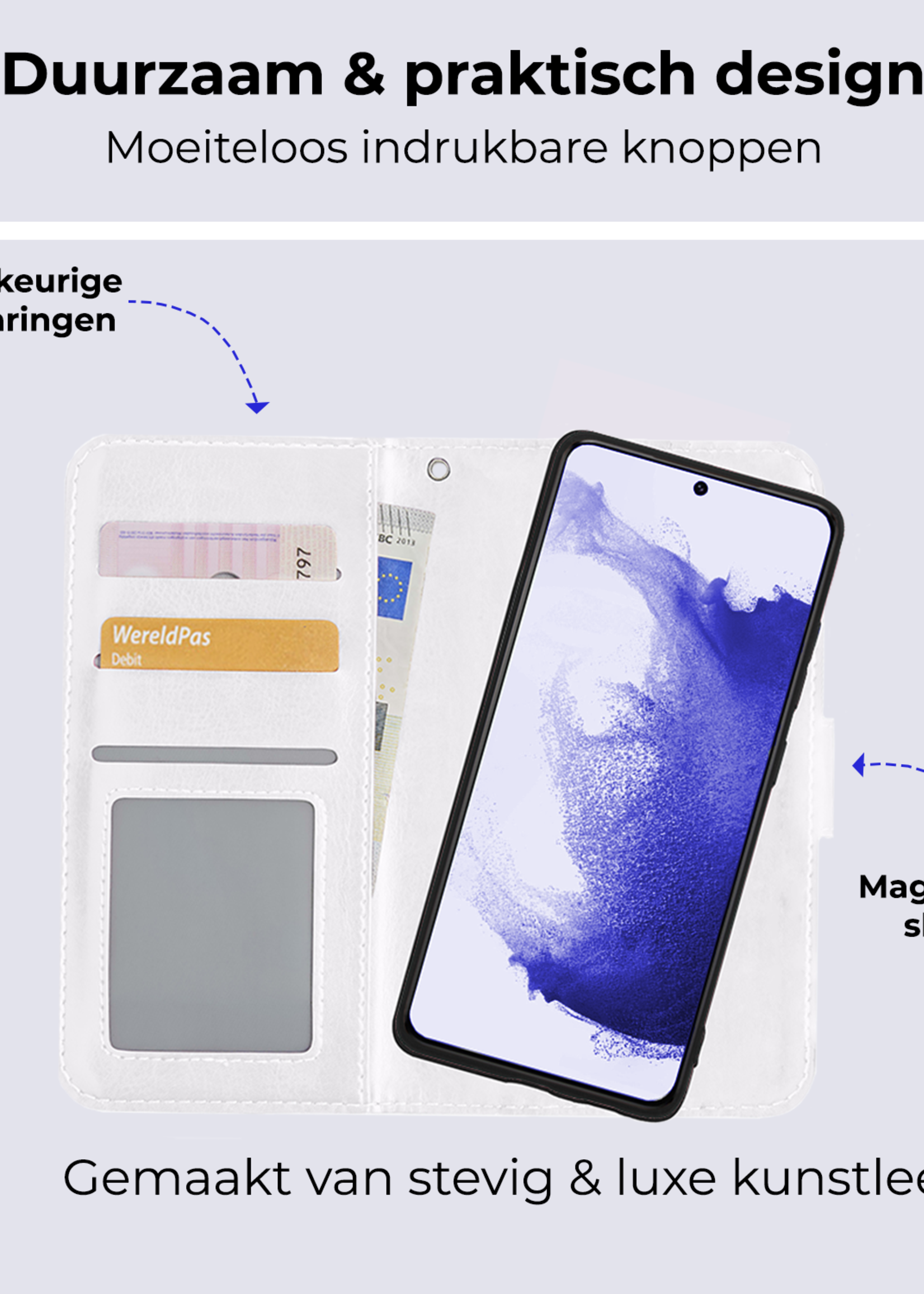 BTH Hoesje Geschikt voor <model> Hoesje Book Case Uitneembare 2-in-1 Hoes Met Screenprotector - Hoes Geschikt voor <model2> Hoes Wallet Case Pashouder Hoesje - <color>