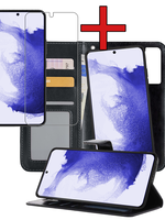 BTH BTH Samsung Galaxy S22 Hoesje Bookcase Uitneembaar Met Screenprotector - Zwart
