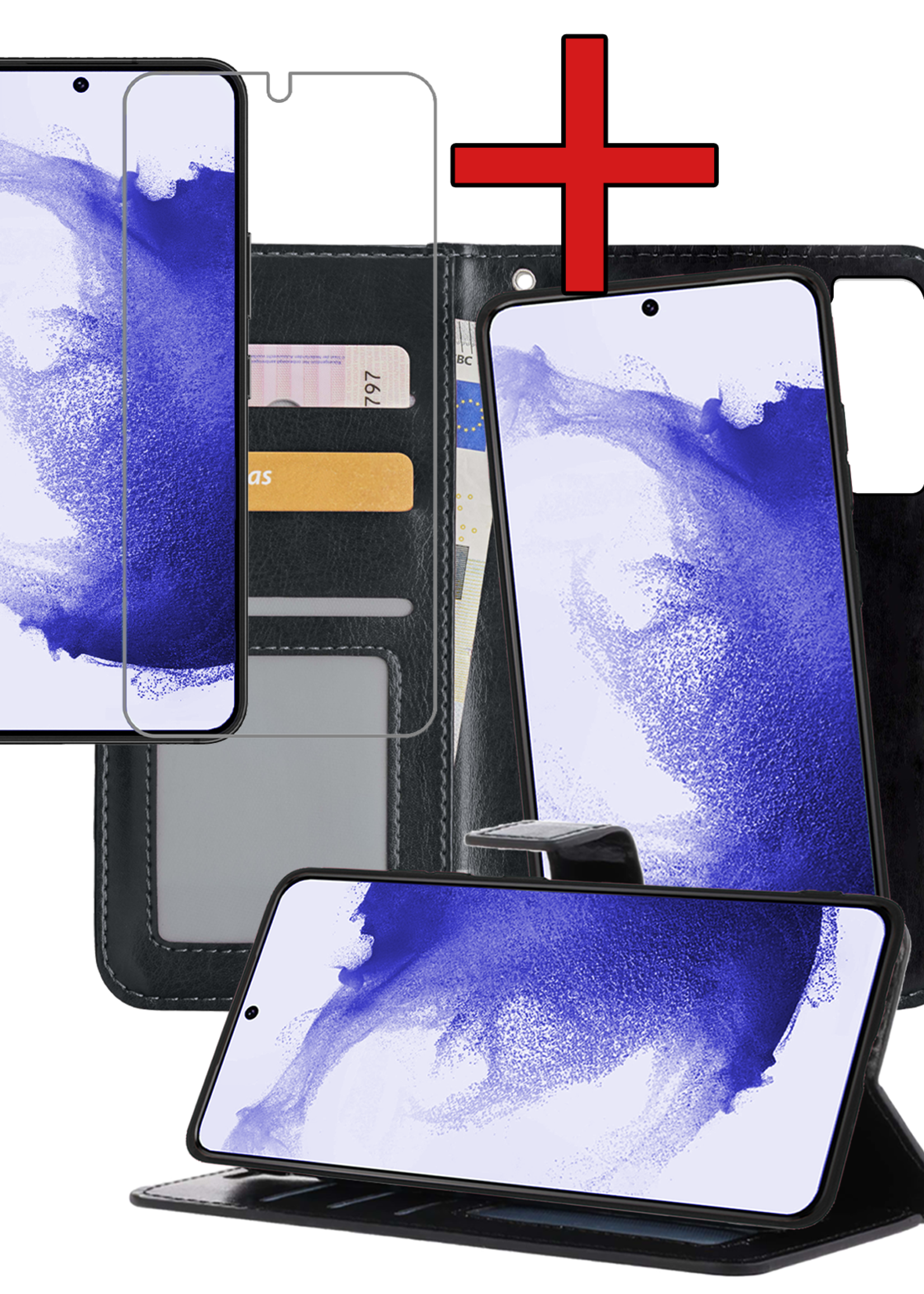 BTH Hoesje Geschikt voor <model> Hoesje Book Case Uitneembare 2-in-1 Hoes Met Screenprotector - Hoes Geschikt voor <model2> Hoes Wallet Case Pashouder Hoesje - <color>