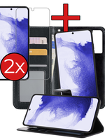 BTH BTH Samsung Galaxy S22 Hoesje Bookcase Uitneembaar Met 2x Screenprotector - Zwart
