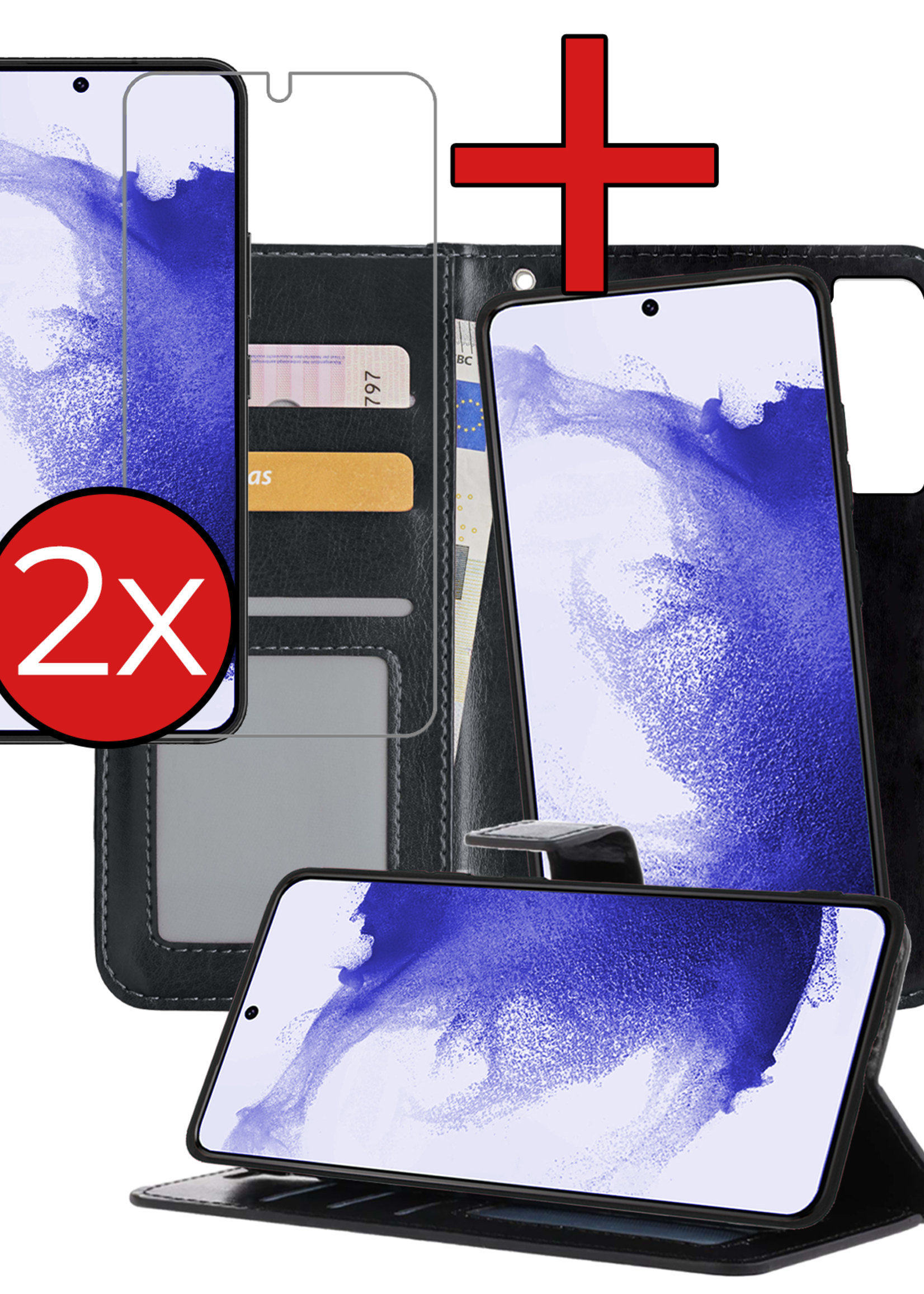 BTH Hoesje Geschikt voor <model> Hoesje Book Case Uitneembare 2-in-1 Hoes Met 2x Screenprotector - Hoes Geschikt voor <model2> Hoes Wallet Case Pashouder Hoesje - <color>