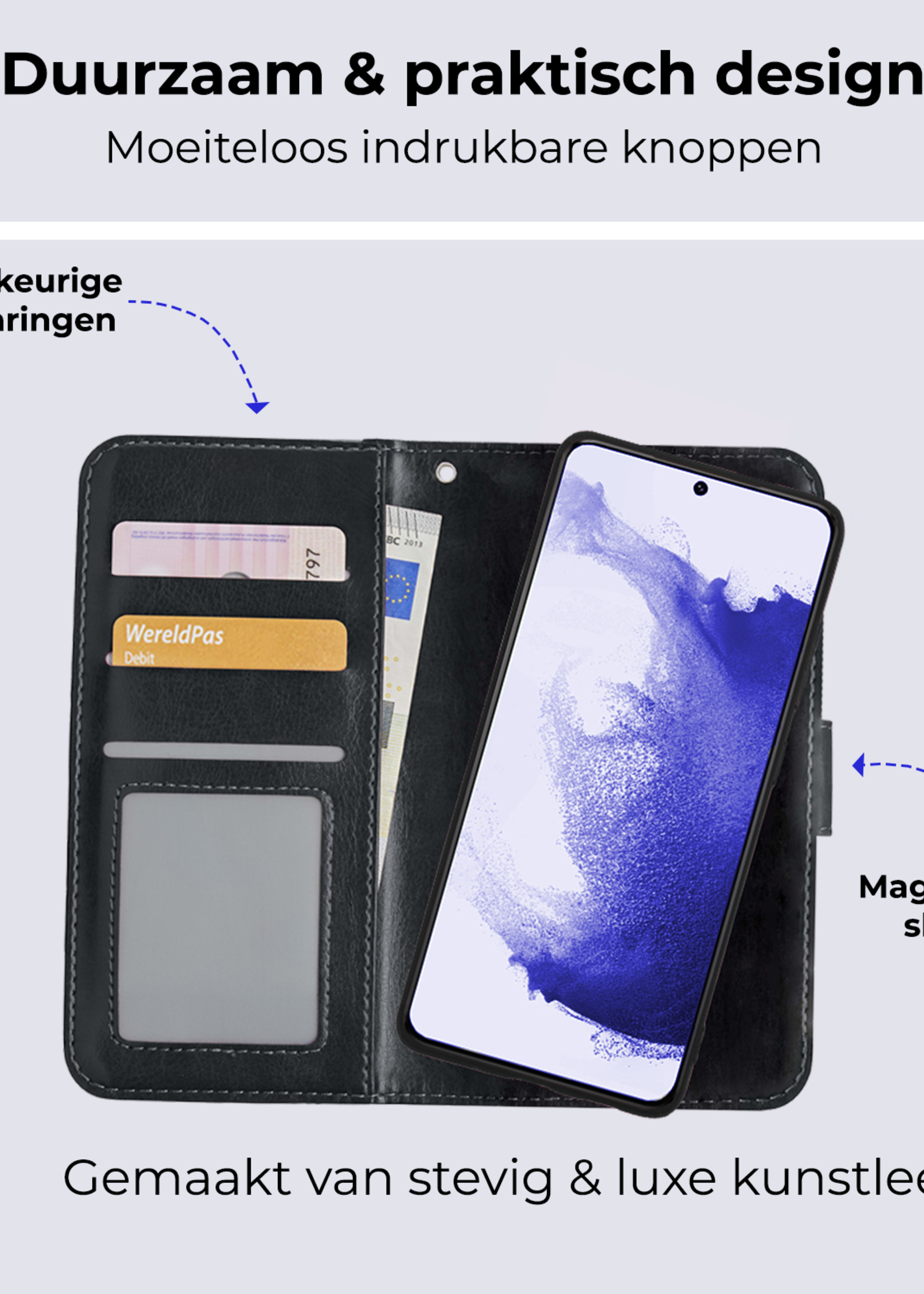 BTH Hoesje Geschikt voor <model> Hoesje Book Case Uitneembare 2-in-1 Hoes Met 2x Screenprotector - Hoes Geschikt voor <model2> Hoes Wallet Case Pashouder Hoesje - <color>