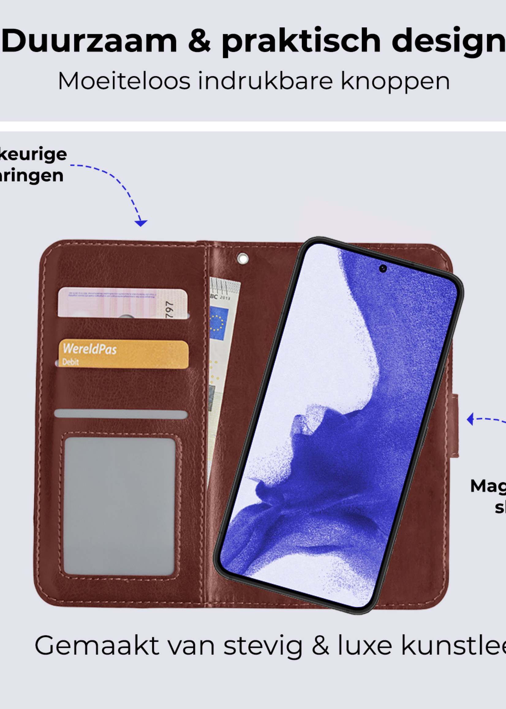 BTH Hoesje Geschikt voor <model> Hoesje Book Case Uitneembare 2-in-1 Hoes - Hoes Geschikt voor <model2> Hoes Wallet Case Pashouder Hoesje - <color>