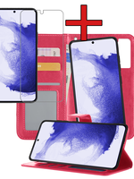 BTH BTH Samsung Galaxy S22 Plus Hoesje Bookcase Uitneembaar Met Screenprotector - Donkerroze