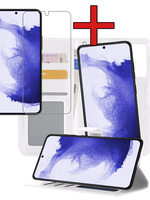 BTH BTH Samsung Galaxy S22 Plus Hoesje Bookcase Uitneembaar Met Screenprotector - Wit