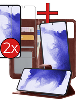 BTH BTH Samsung Galaxy S22 Plus Hoesje Bookcase Uitneembaar Met 2x Screenprotector - Bruin