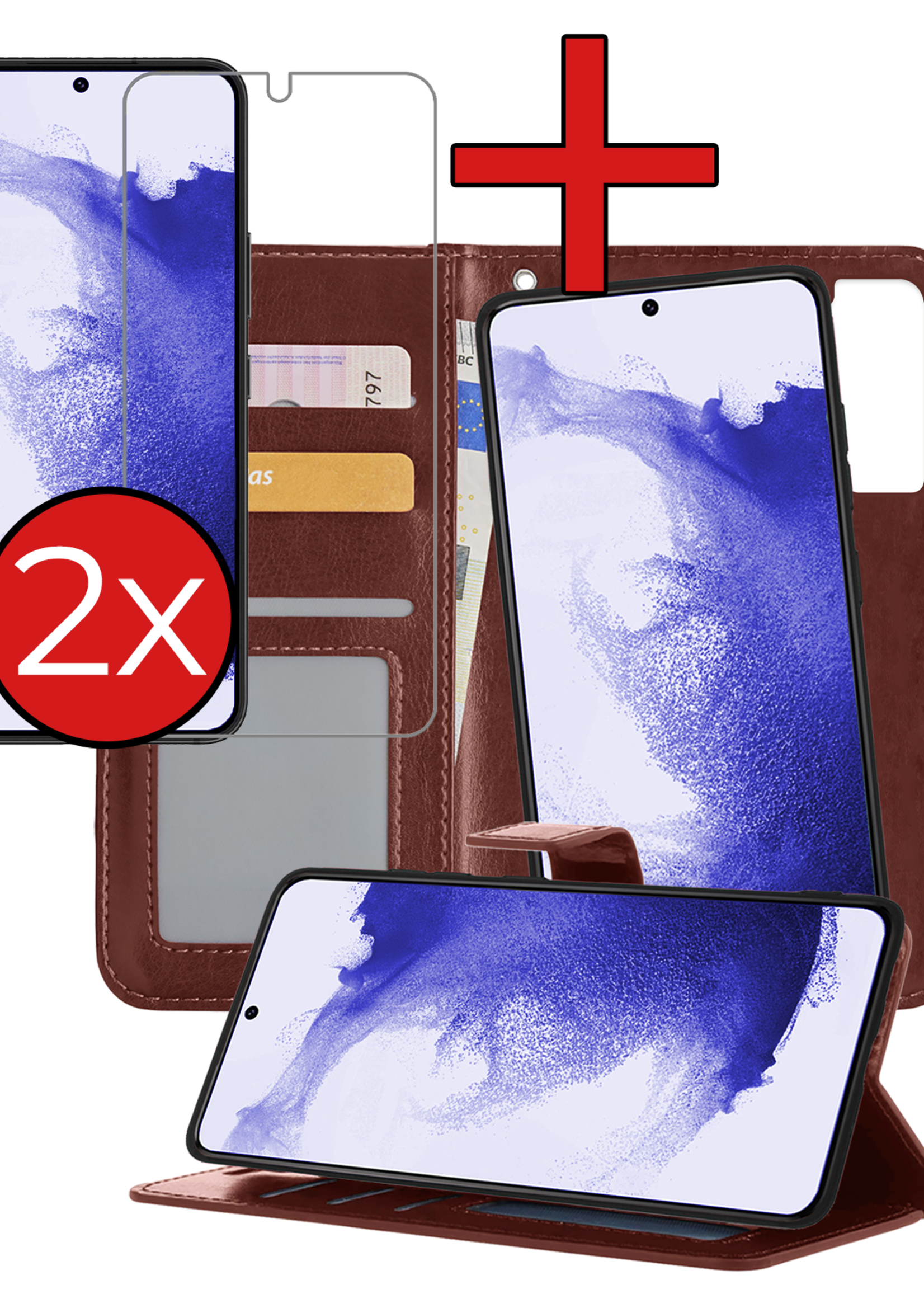BTH Hoesje Geschikt voor <model> Hoesje Book Case Uitneembare 2-in-1 Hoes Met 2x Screenprotector - Hoes Geschikt voor <model2> Hoes Wallet Case Pashouder Hoesje - <color>