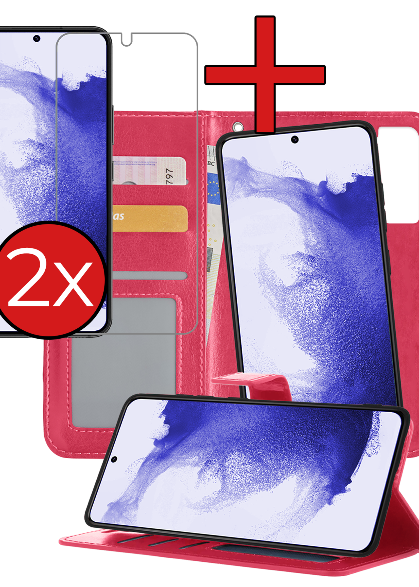 BTH Hoesje Geschikt voor <model> Hoesje Book Case Uitneembare 2-in-1 Hoes Met 2x Screenprotector - Hoes Geschikt voor <model2> Hoes Wallet Case Pashouder Hoesje - <color>