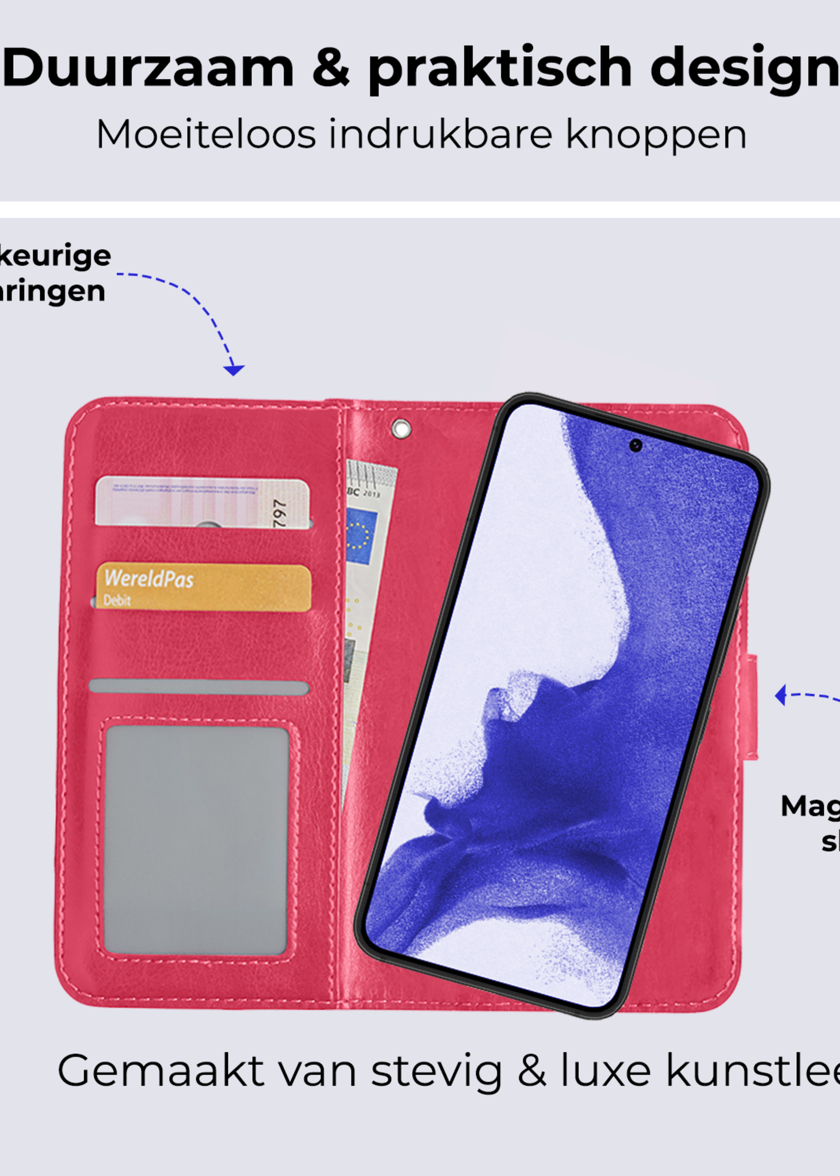 BTH Hoesje Geschikt voor <model> Hoesje Book Case Uitneembare 2-in-1 Hoes Met 2x Screenprotector - Hoes Geschikt voor <model2> Hoes Wallet Case Pashouder Hoesje - <color>