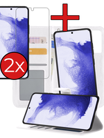 BTH BTH Samsung Galaxy S22 Plus Hoesje Bookcase Uitneembaar Met 2x Screenprotector - Wit