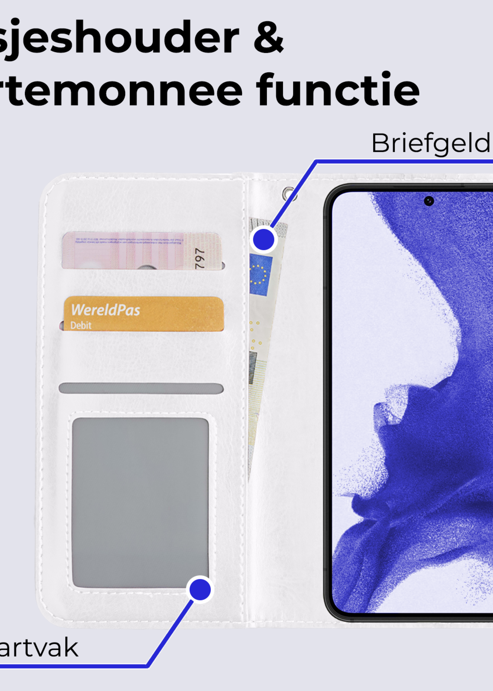 BTH Hoesje Geschikt voor <model> Hoesje Book Case Uitneembare 2-in-1 Hoes Met 2x Screenprotector - Hoes Geschikt voor <model2> Hoes Wallet Case Pashouder Hoesje - <color>
