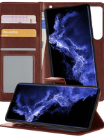 BTH BTH Samsung Galaxy S22 Ultra Hoesje Bookcase Uitneembaar - Bruin