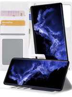 BTH BTH Samsung Galaxy S22 Ultra Hoesje Bookcase Uitneembaar - Wit