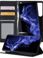 BTH BTH Samsung Galaxy S22 Ultra Hoesje Bookcase Uitneembaar - Zwart