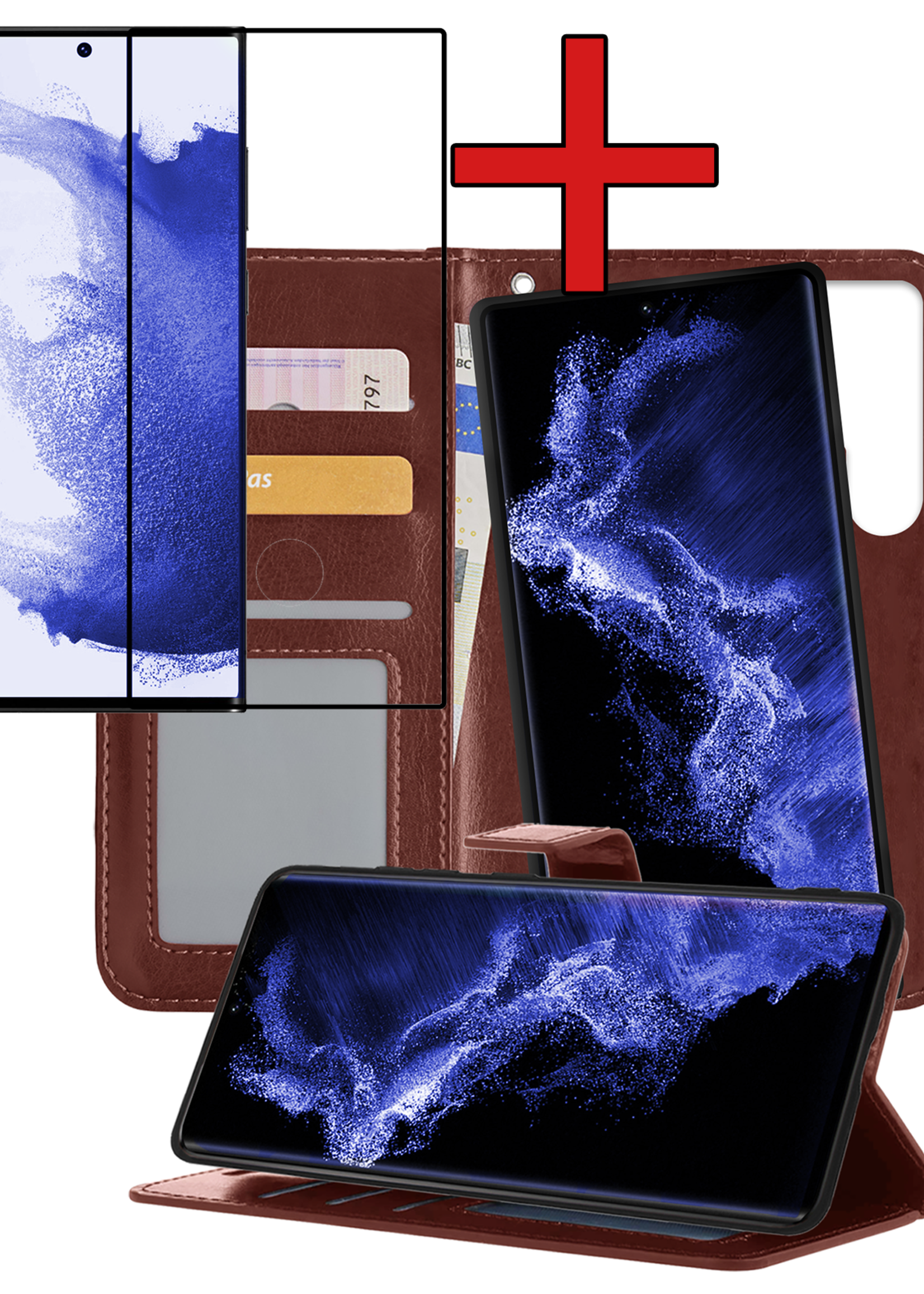 BTH Hoesje Geschikt voor <model> Hoesje Book Case Uitneembare 2-in-1 Hoes Met Screenprotector - Hoes Geschikt voor <model2> Hoes Wallet Case Pashouder Hoesje - <color>
