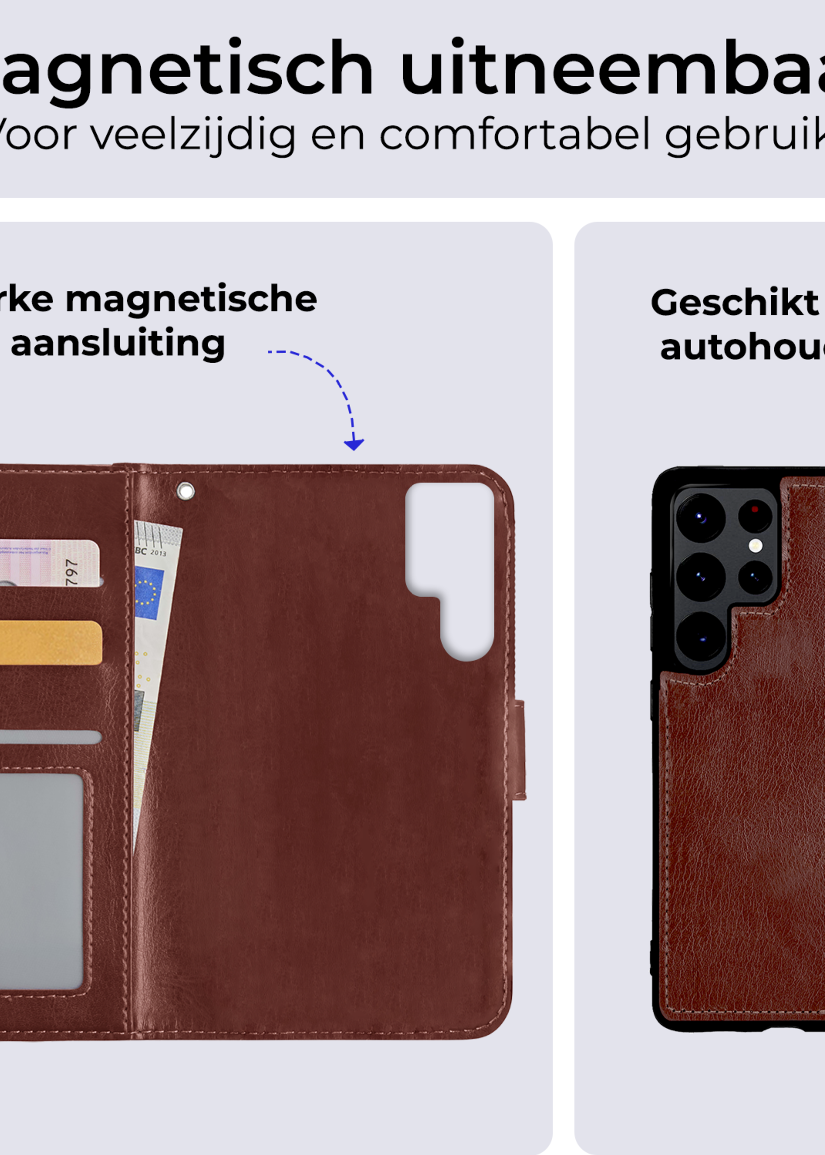 BTH Hoesje Geschikt voor <model> Hoesje Book Case Uitneembare 2-in-1 Hoes Met Screenprotector - Hoes Geschikt voor <model2> Hoes Wallet Case Pashouder Hoesje - <color>