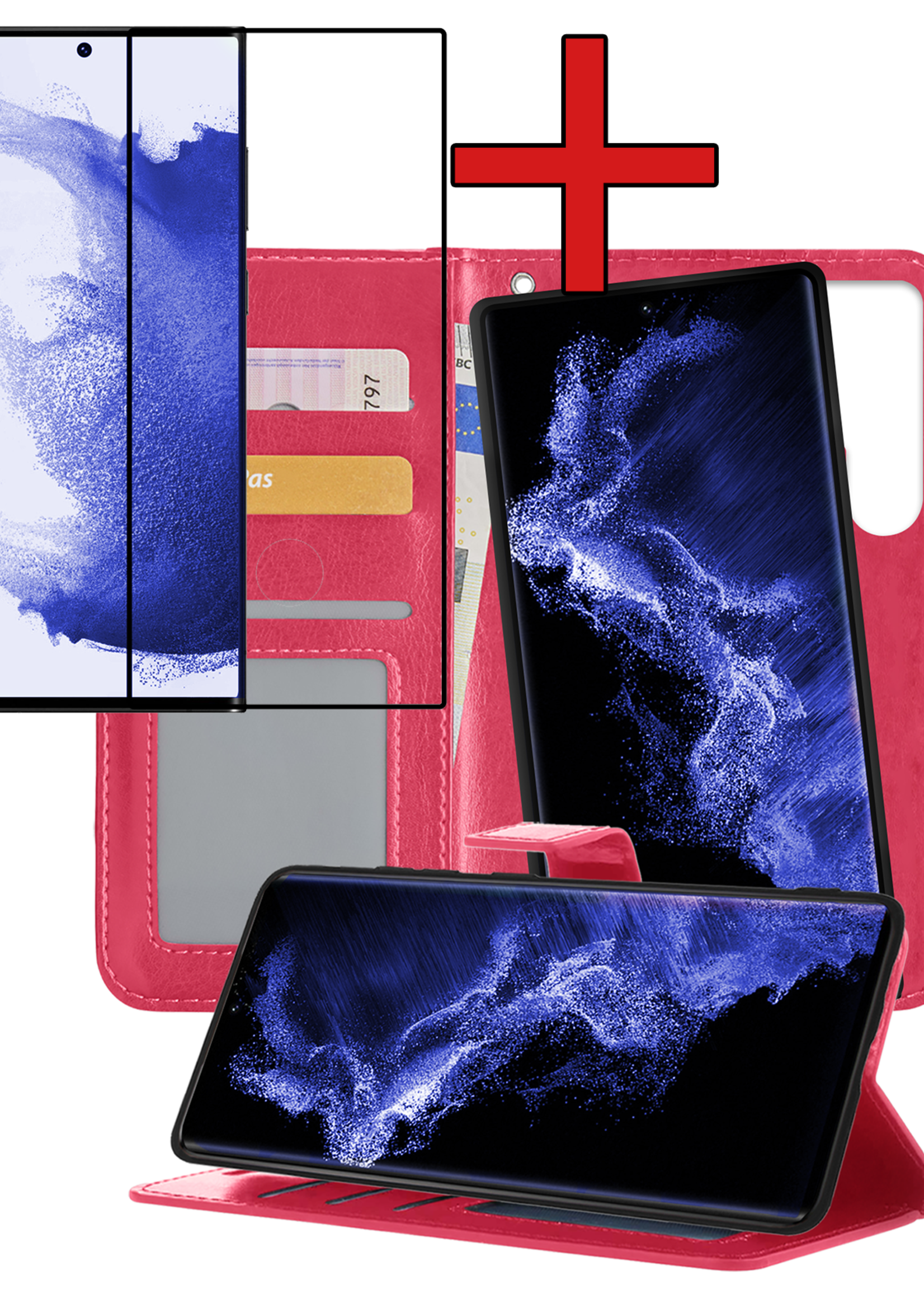 BTH Hoesje Geschikt voor <model> Hoesje Book Case Uitneembare 2-in-1 Hoes Met Screenprotector - Hoes Geschikt voor <model2> Hoes Wallet Case Pashouder Hoesje - <color>