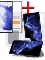 BTH BTH Samsung Galaxy S22 Ultra Hoesje Bookcase Uitneembaar Met Screenprotector - Wit
