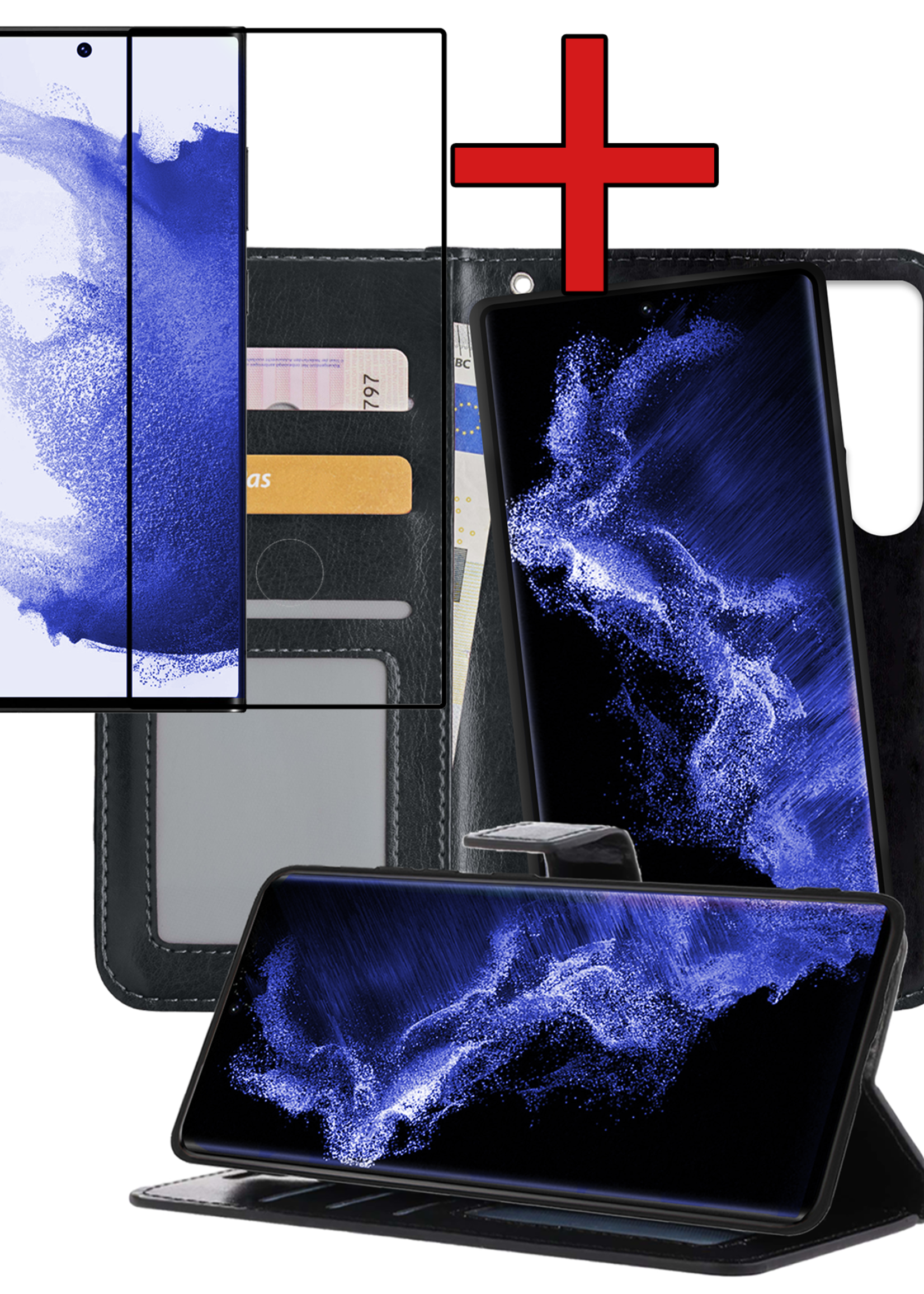 BTH Hoesje Geschikt voor <model> Hoesje Book Case Uitneembare 2-in-1 Hoes Met Screenprotector - Hoes Geschikt voor <model2> Hoes Wallet Case Pashouder Hoesje - <color>